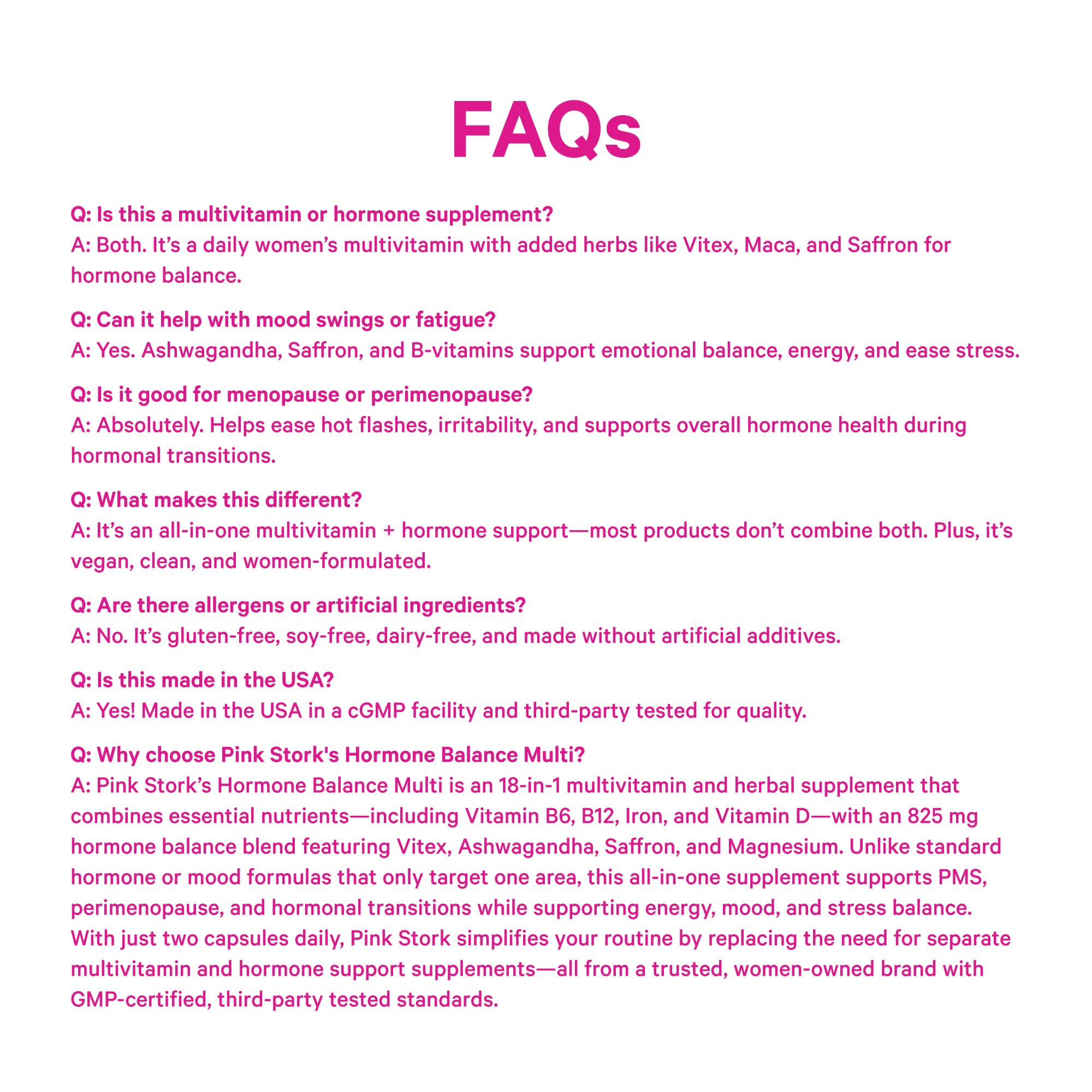 Pink Stork Hormone Balance Multivitamin for Women | 18-in-1 Vitex, Saffron, Ashwagandha, Magnesium | Mood, Energy, Cortisol, Adrenal Support | PMS, Perimenopause Support | 60 Vegan Capsules Pink StorkBuy Supplements Australia