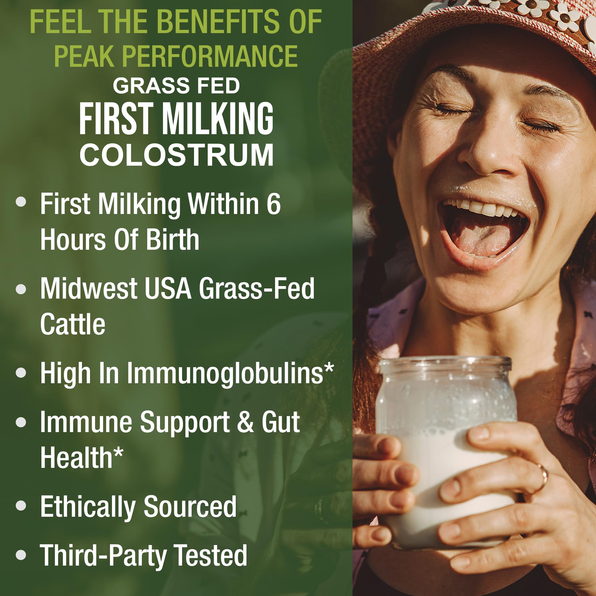 First Milking Colostrum Powder from Grass Fed USA Cows Milked Within 6 Hours of Giving Birth to Get the Most Bioactive Nutrients. High Immunoglobulin Non-GMO Bovine Colostrum Supplement for Humans Peak PerformanceBuy Supplements Australia