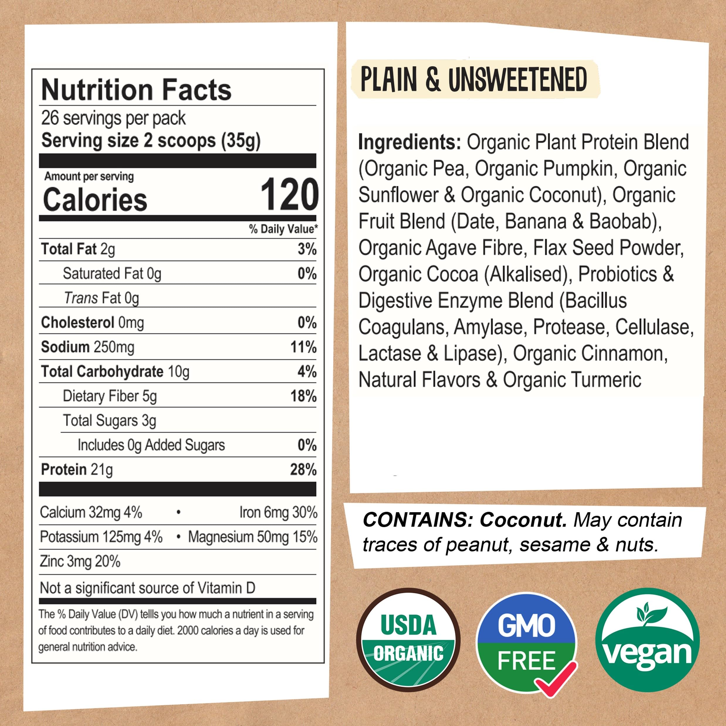 EarthChimp Organic Vegan Protein Powder - with Probiotics - Non GMO, Dairy Free EarthChimpBuy Supplements Australia