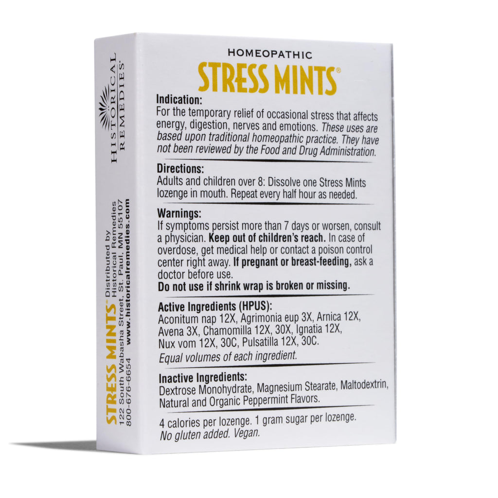 Historical Remedies Stress Mints (1 Pack) | Homeopathic Lozenges to Aid Stress & Digestion, Organic Peppermint Flavor, Vegan & Gluten-Free, Non-Habit Forming Historical Remedies buy supplements Au