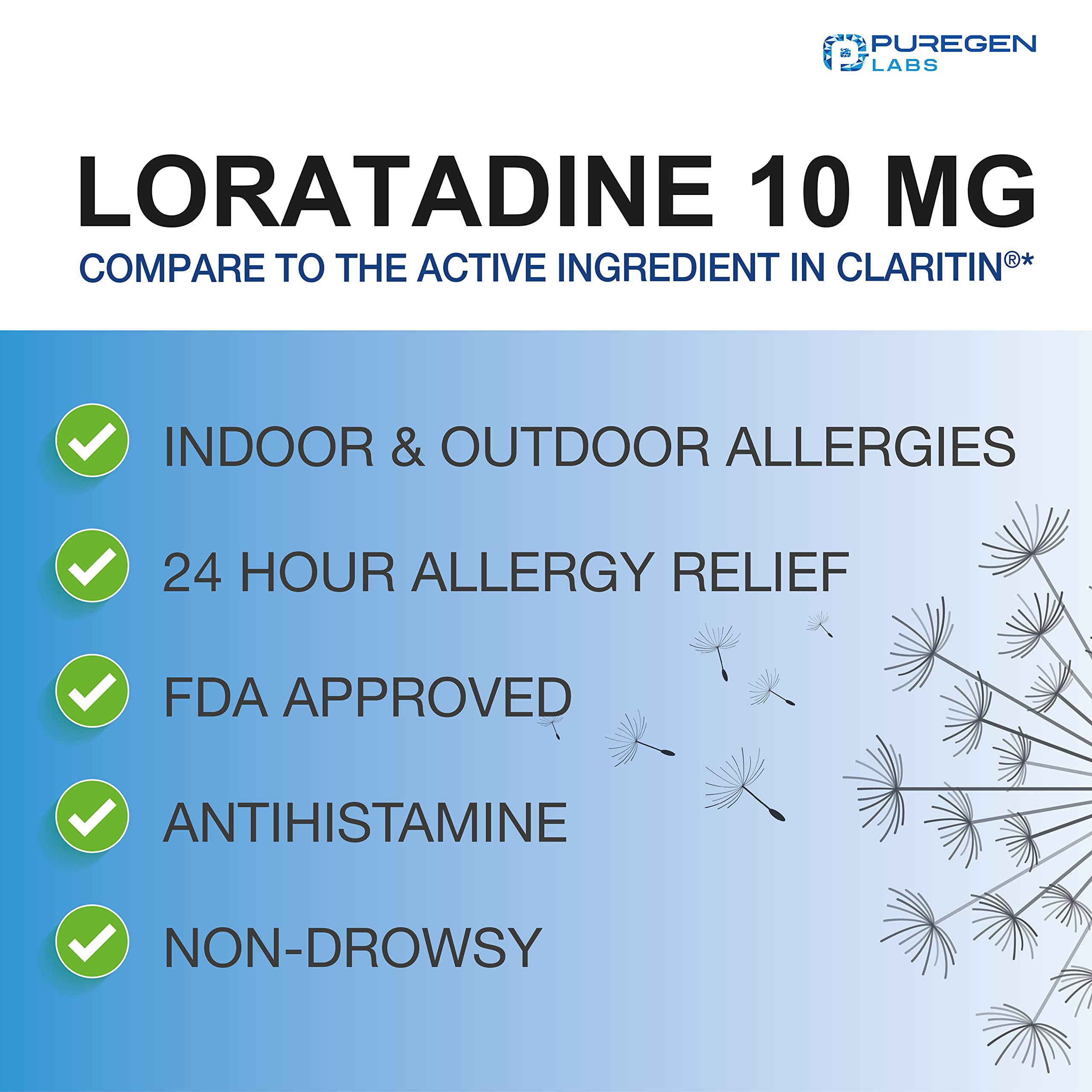 Puregen Labs Allergy Relief, Loratadine 10mg, 100 Tablets – 24 Hour Non-Drowsy Antihistamine Allergy Medicine for Runny Nose, Sneezing, Itchy, Watery Eyes P Puregen Labs buy supplements Au