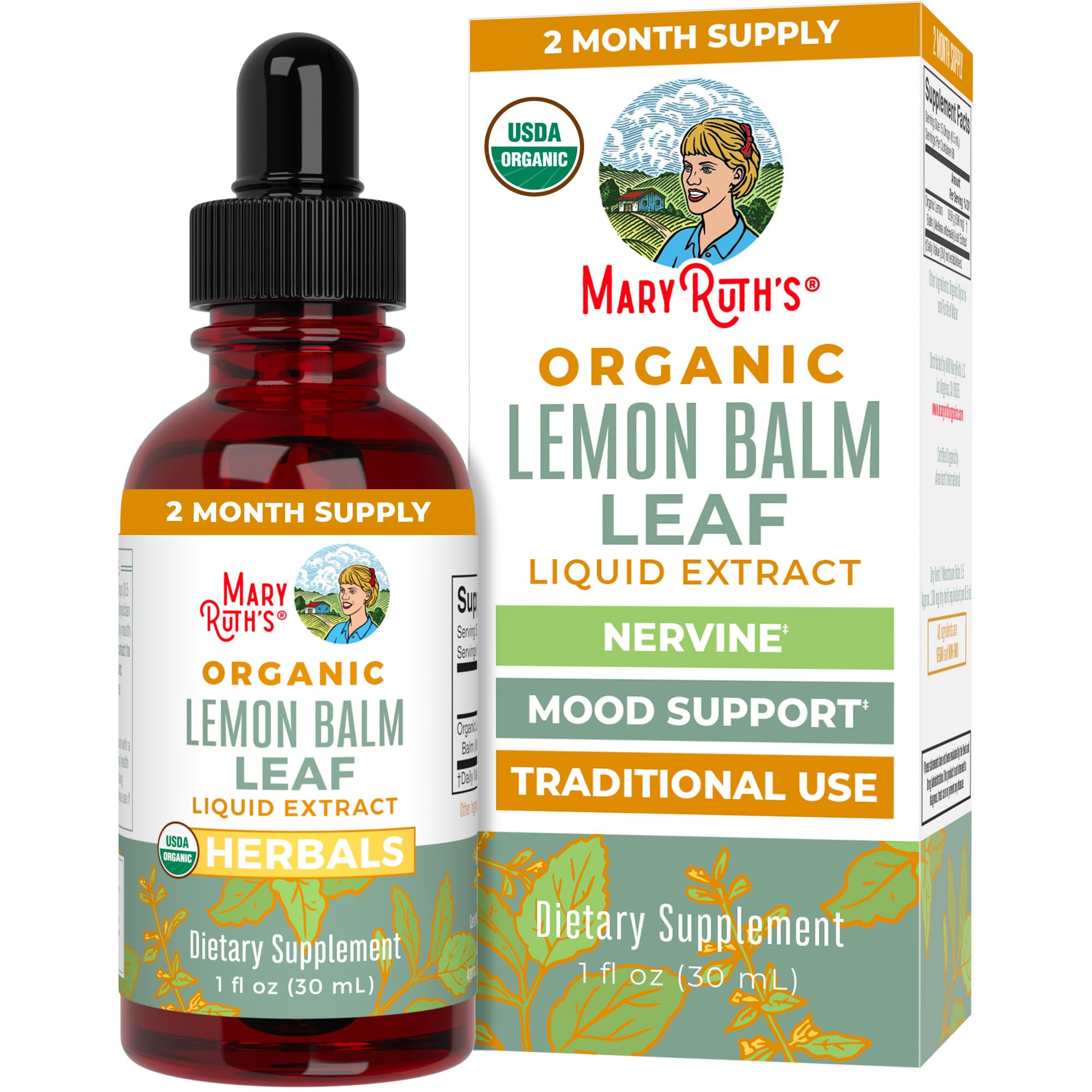 MaryRuth Organics Lemon Balm Leaf Liquid Extract | Mood Support | Relaxation | Calming | Nervine Herbal | Lemon Balm Tincture | USDA Organic | Vegan | Non-GMO | Gluten Free | 1 Fl Oz MARYRUTH'SBuy Supplements Australia