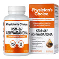 Physician's CHOICE KSM-66 Ashwagandha Root Powder Extract 1,000mg - Organic - with Black Pepper for Maximum Absorption - 5% Withanolides