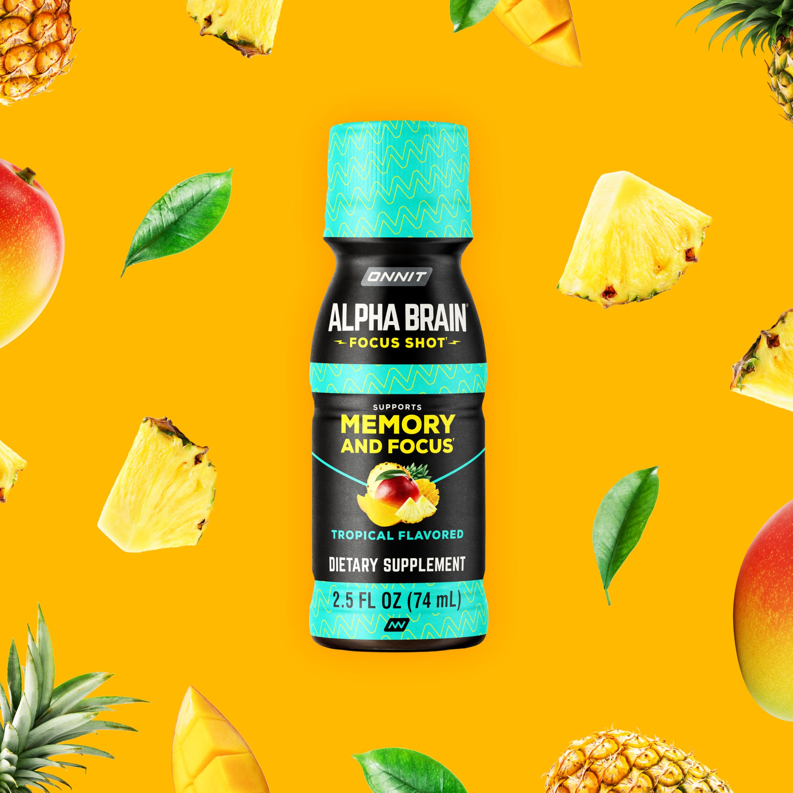 ONNIT Alpha Brain Focus Shot, Tropical Flavor, Nootropic Dietary Supplement Drink That Supports Energy, Focus, and Mood, IGEN™ Non-GMO Tested, 2.5 fl oz, 6 Count ONNITBuy Supplements Australia