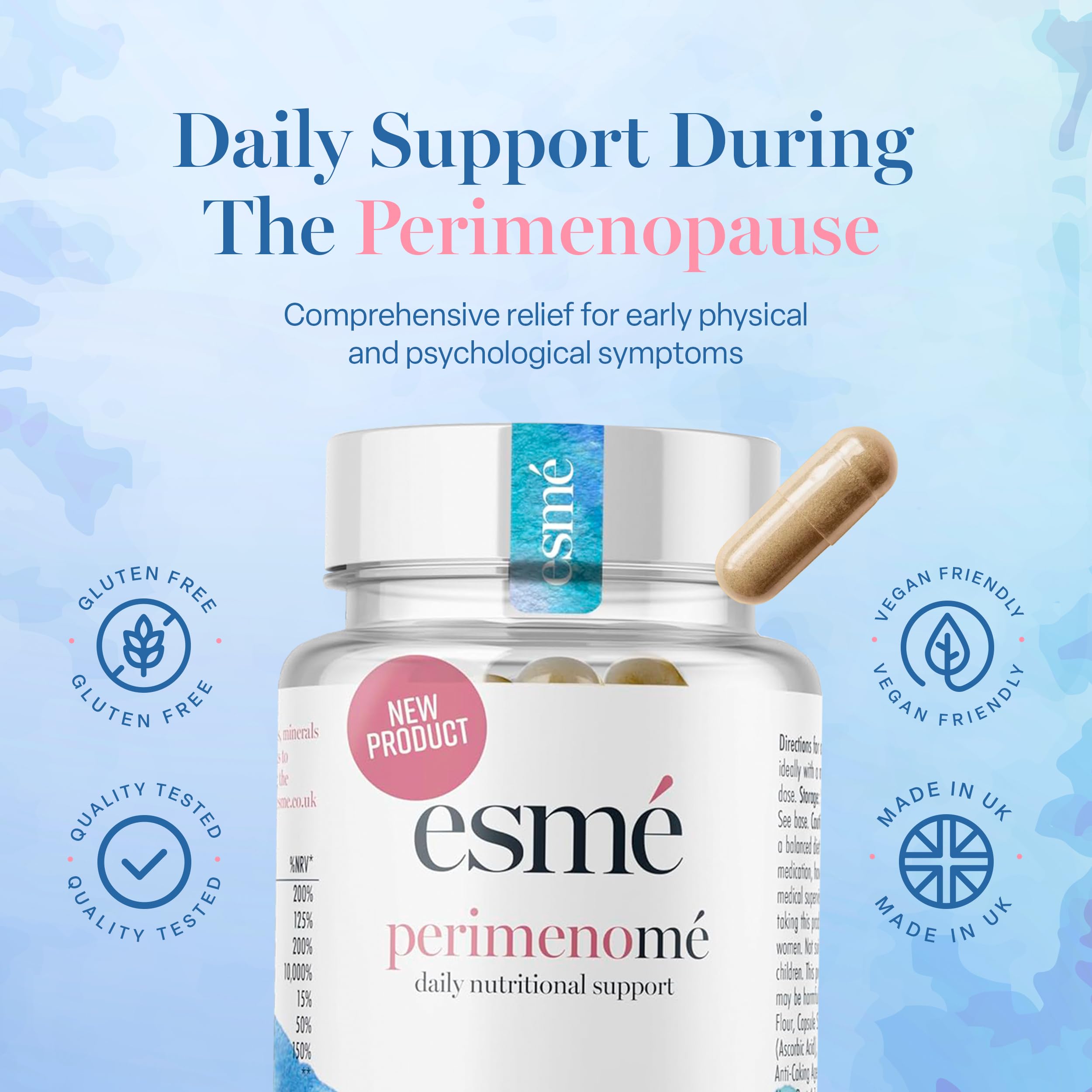 Esme Menopause Supplements Perimenopause Supplements 1 Month Supply - Daily Support for The Early Stage of Menopause – 60 Capsules - Includes Ashwagandha, Vitamins and Red Clover EsmeBuy Supplements Australia
