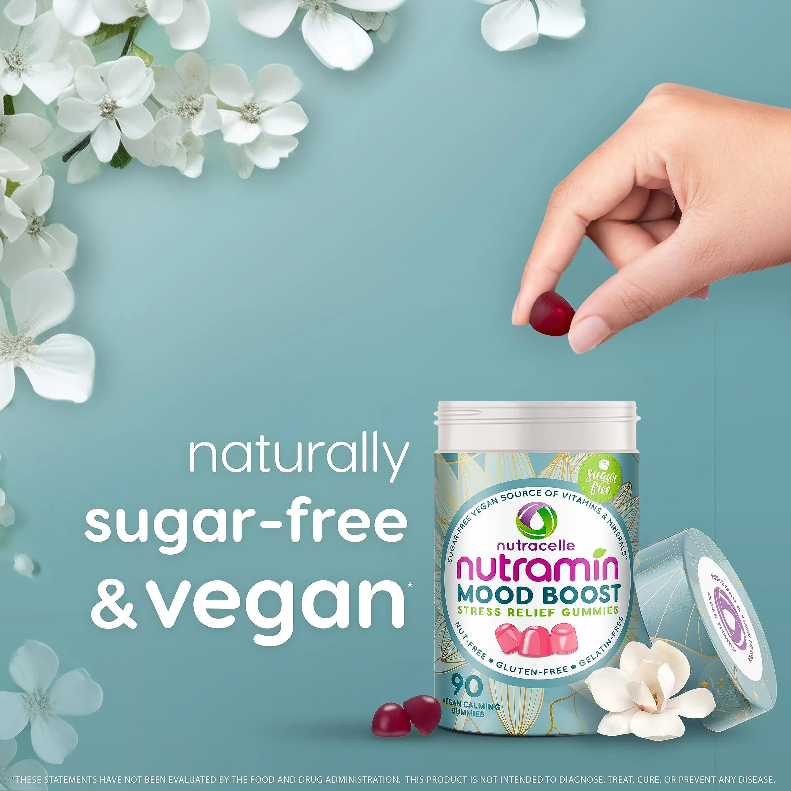 NUTRAMIN Mood Boost Multivitamin Gummy - Delicious & Yummy Anti-Stress Magnesium Ashwagandha Gummies + B Complex Vitamins for Focus and Calm Nutracelle