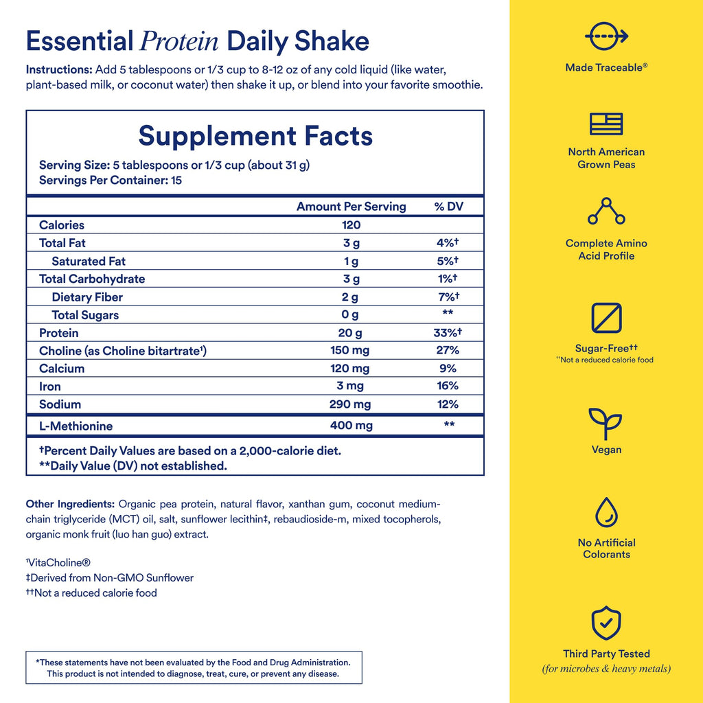 Ritual Pea Protein Powder with BCAA: 20g Organic Vegan Plant-Based Protein from Regenerative Farms in North America, Complete Amino Acid Profile, Gluten Free, Sugar Free‡, Dairy Free, Vanilla, 1 Lbs RitualBuy Supplements Australia
