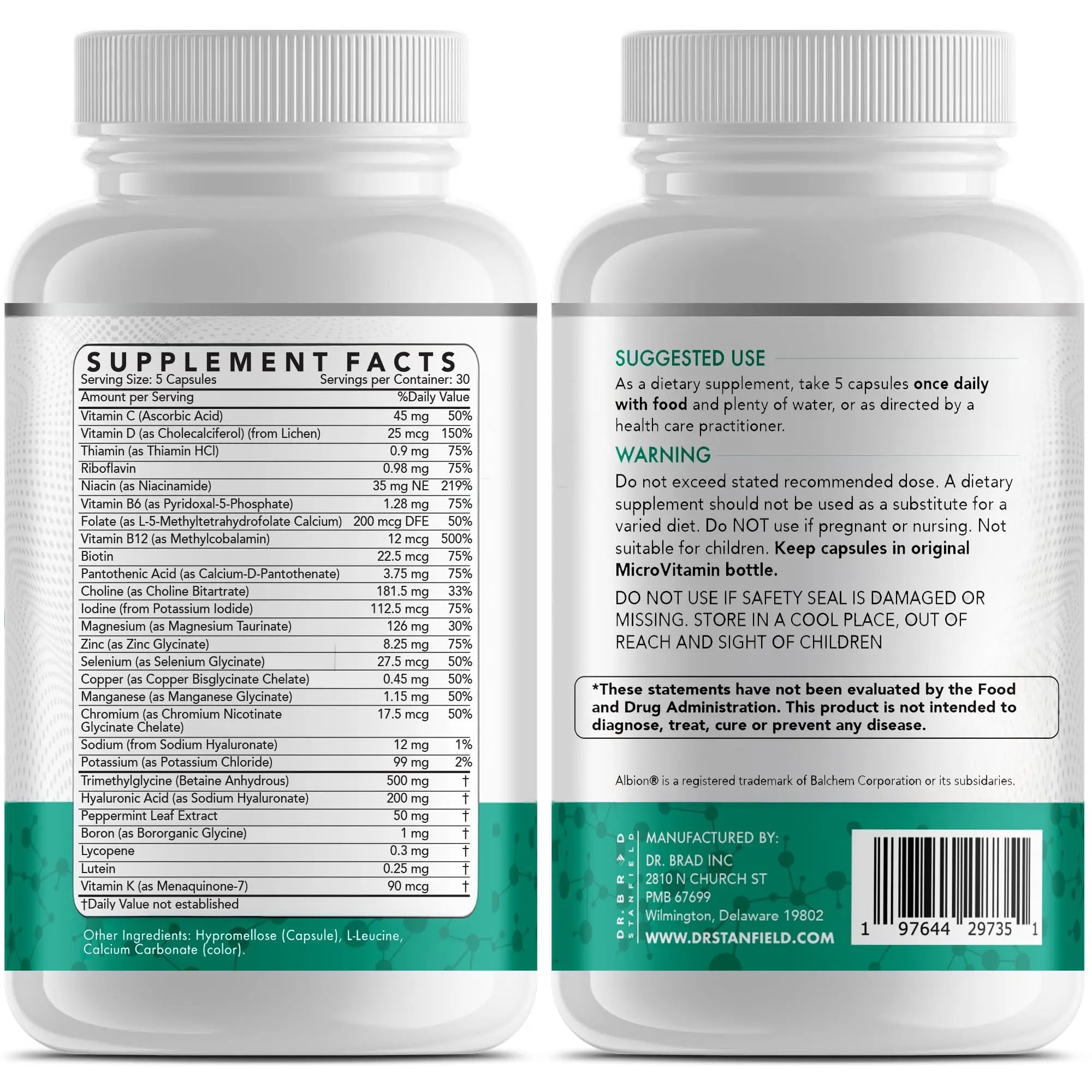 Dr Brad Stanfield Daily Low Dose MultiVitamin & Mineral for Men & Women to Support Cognitive Performance & Memory + Hyaluronic Acid for Skin Health Dr Brad StanfieldBuy Supplements Australia