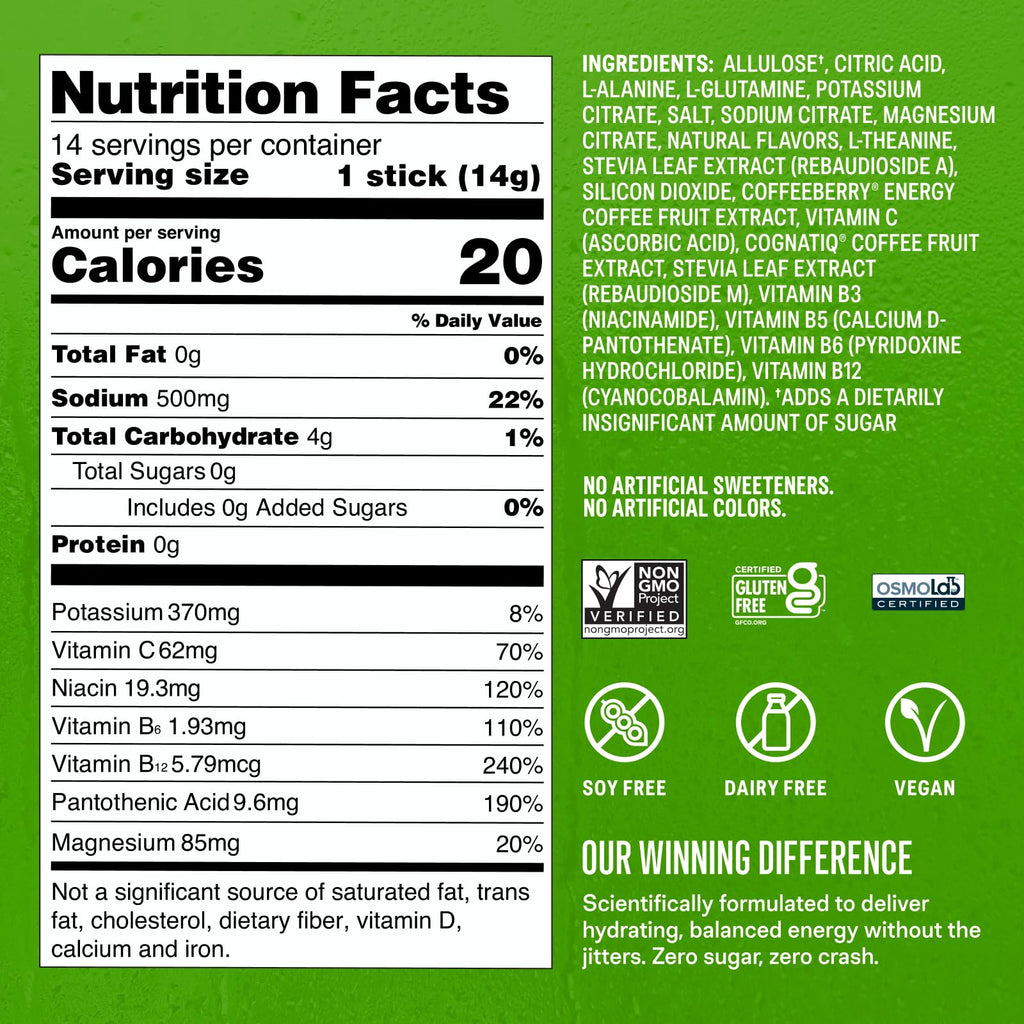 Liquid I.V.® Hydration Multiplier Sugar-Free + Energy - Blackberry Lemonade | Electrolyte Powder Drink Mix | 1 Pack (14 Servings)