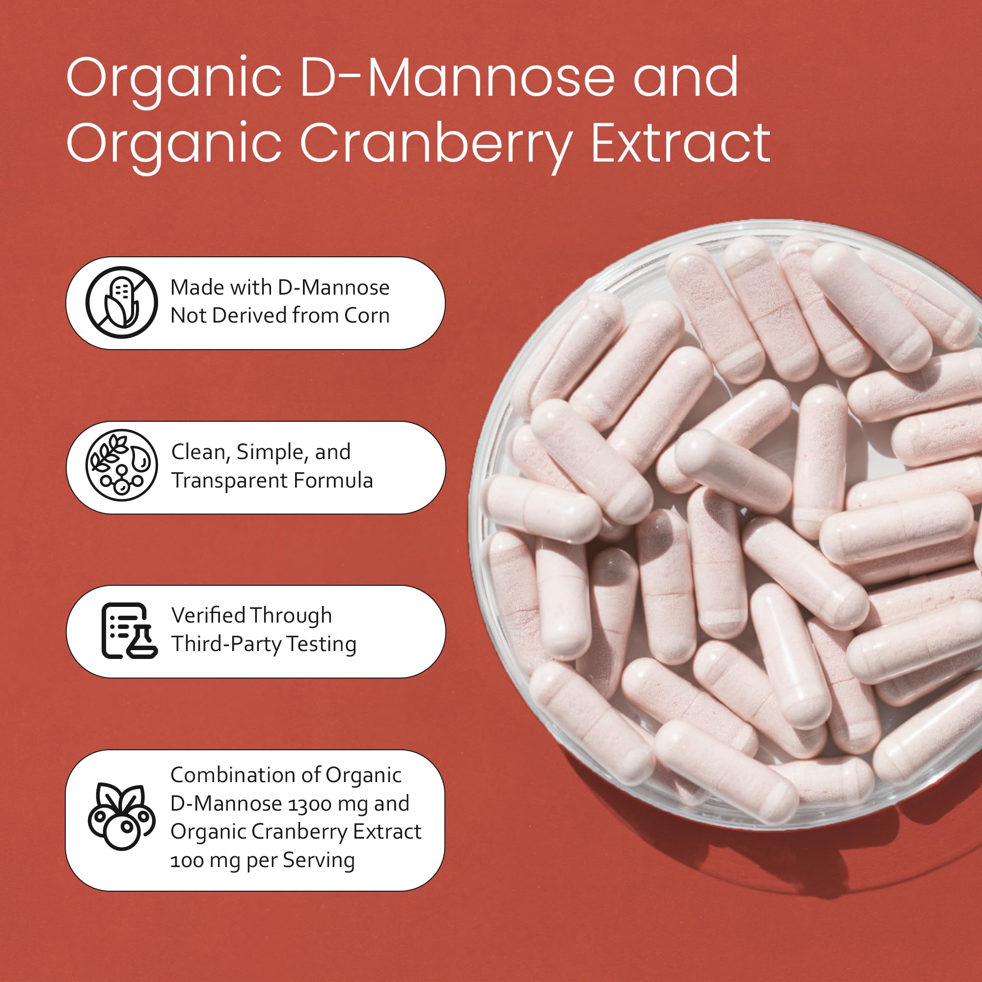 NaturaLife Labs Organic D-Mannose 1300 mg with Organic Cranberry Extract 100 mg per Serving – 100 Capsules – Non-GMO, Gluten-Free, Vegan NaturaLife LabsBuy Supplements Australia