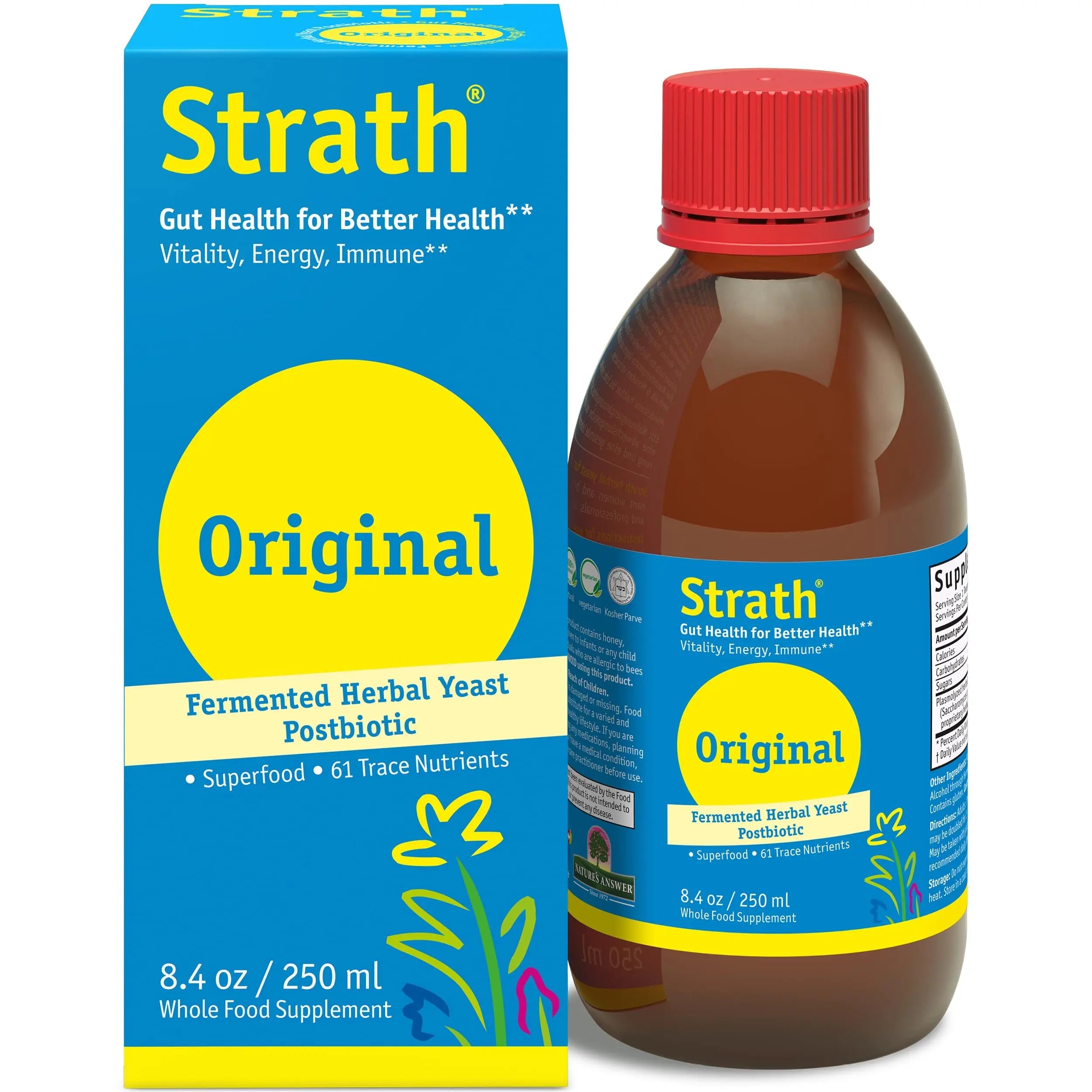 Strath Fermented Herbal Yeast Postbiotic - (8.4 Fl oz) Daily Nutritional Food Supplement Liquid | Supports Metabolism | Vegetarian | Lactose-Free | No Artificial Additives Bio-StrathBuy Supplements Australia