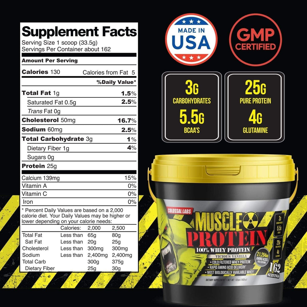 Colossal Labs Whey Protein Blend [12 Pounds/Pack of 1]–Vicious Vanilla, Cold Filtered COLOSSAL LABSBuy Supplements Australia