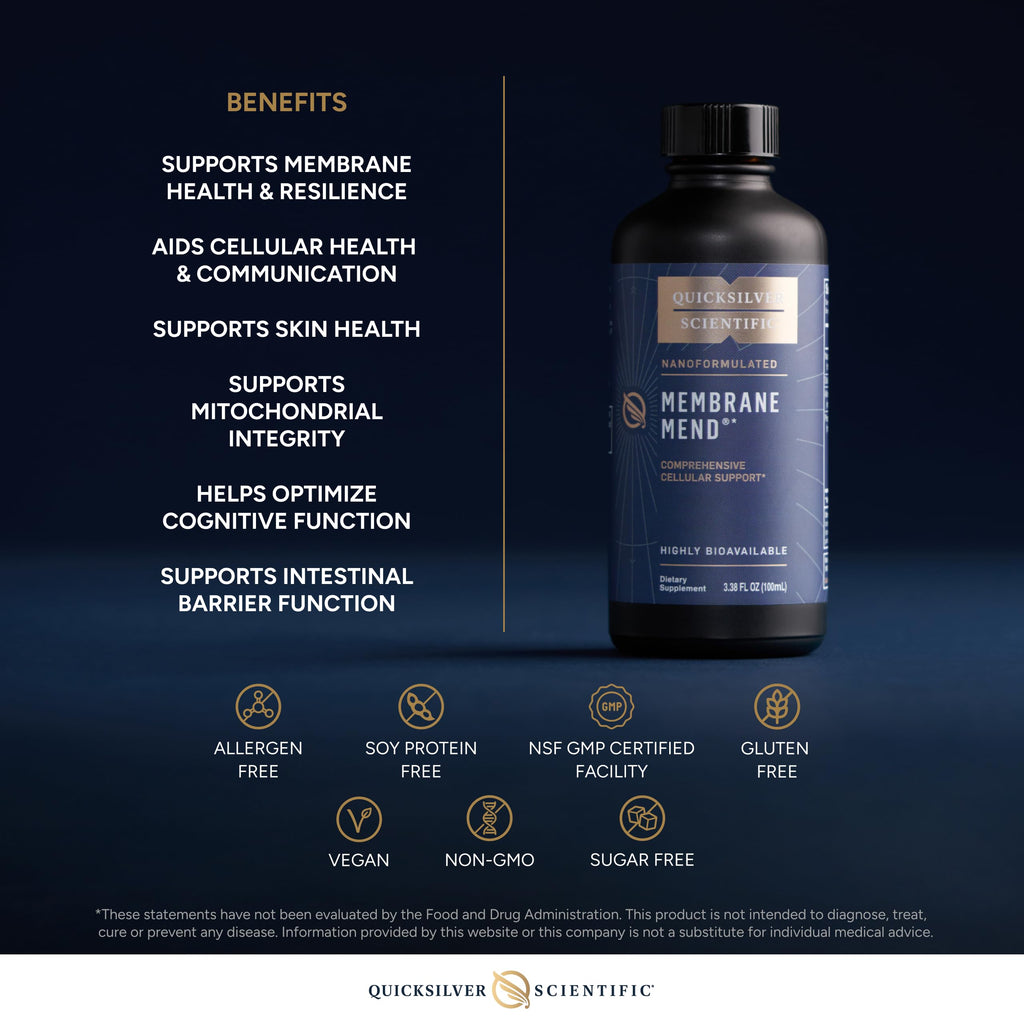 Quicksilver Scientific Membrane Mend - Brain, Cellular & Healthy Aging Support with Phosphatidyl Choline (PC), Vitamin E Tocotrienols, Ahiflower Oil & Astaxanthin Supplements (3.38oz / 100ml) Quicksilver ScientificBuy Supplements Australia