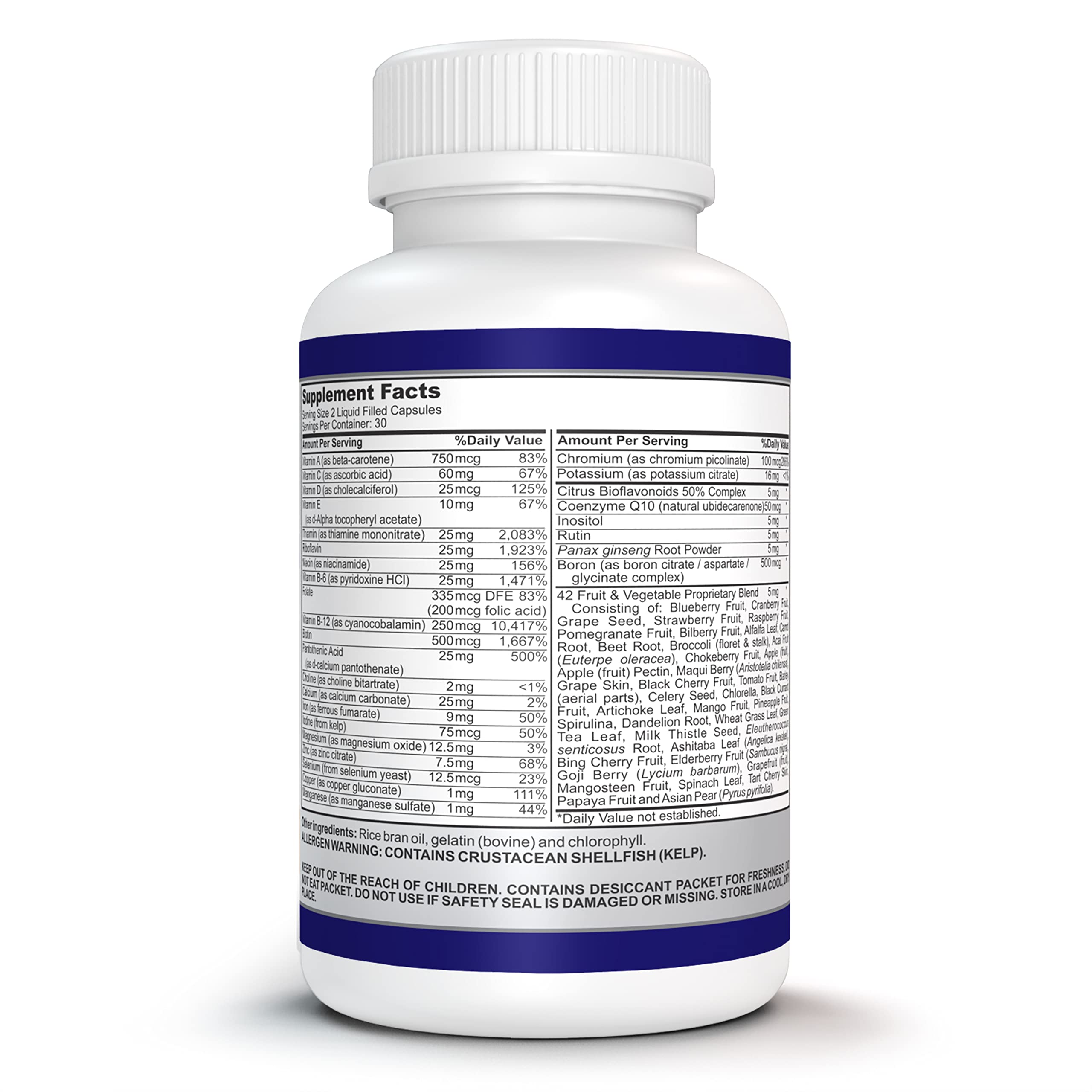 O!VITA Liquid Multivitamin Complete, with a Full Spectrum of Vitamins and Minerals, Plus 42 Fruits and Vegetable Proprietary Blend, Easy Absorption (60 Vegan Liquid Filled Capsules) O!VITABuy Supplements Australia