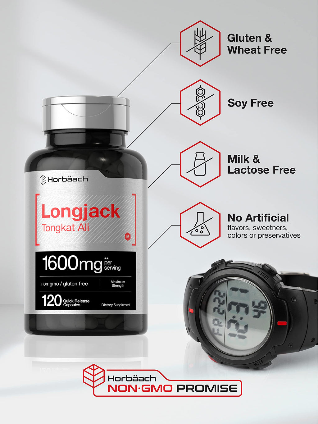 Longjack Tongkat Ali 1600 mg | 120 Capsules | Longifolia Root Extract Powder | Maximum HorbäachBuy Supplements Australia