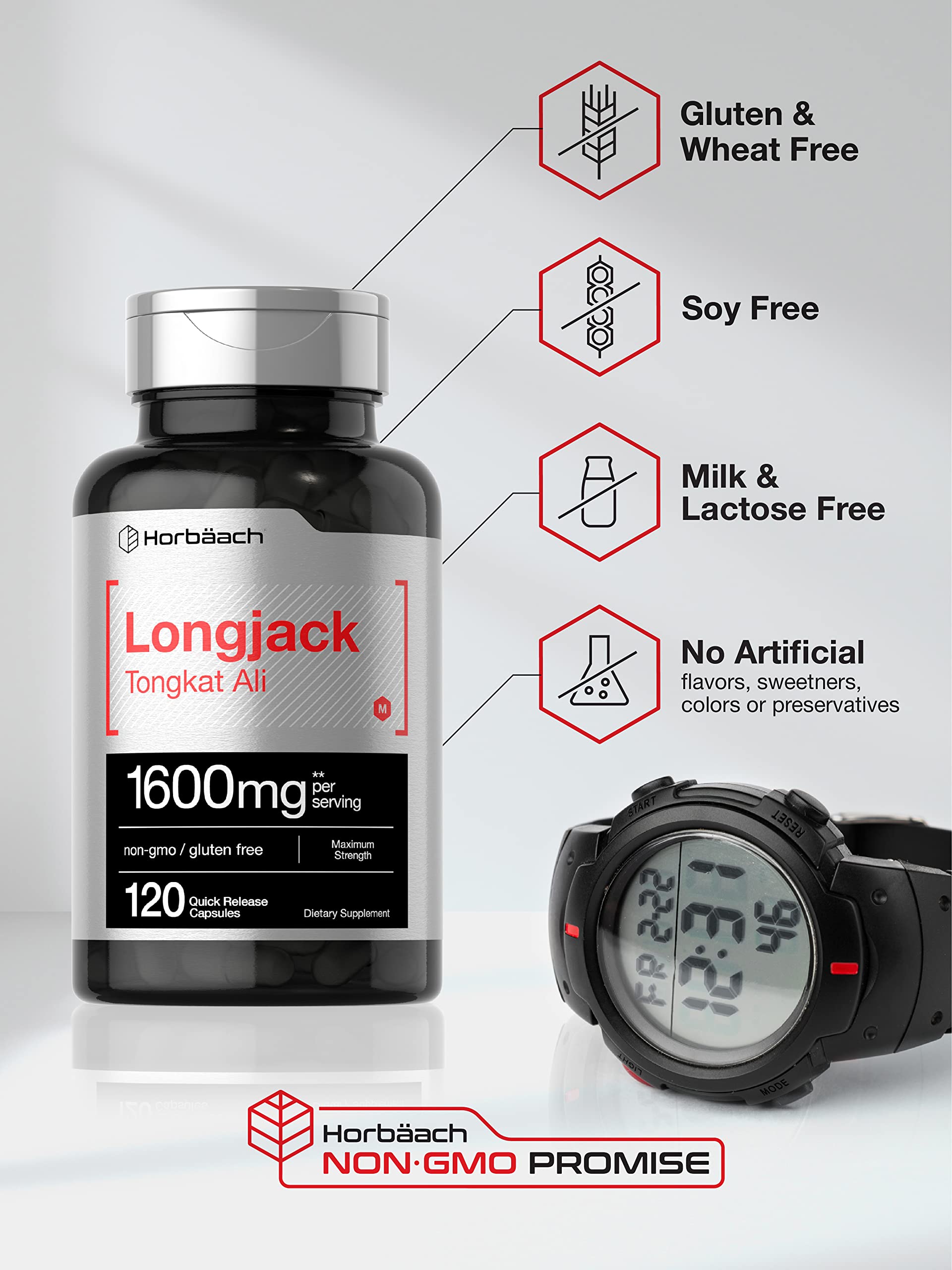 Horbäach Longjack Tongkat Ali for Men and Women | 120 Capsules | Extract Supplement | Maximum Strength Pills