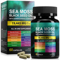 Sea Moss Black Seed Oil Ashwagandha Ginger Capsules, Seamoss Capsules Supplement with Bladderwrack Burdock & Vitamin C Vitamin D3 for Women & Men-Enhanced Immunity,60 Counts VceeoyBuy Supplements Australia