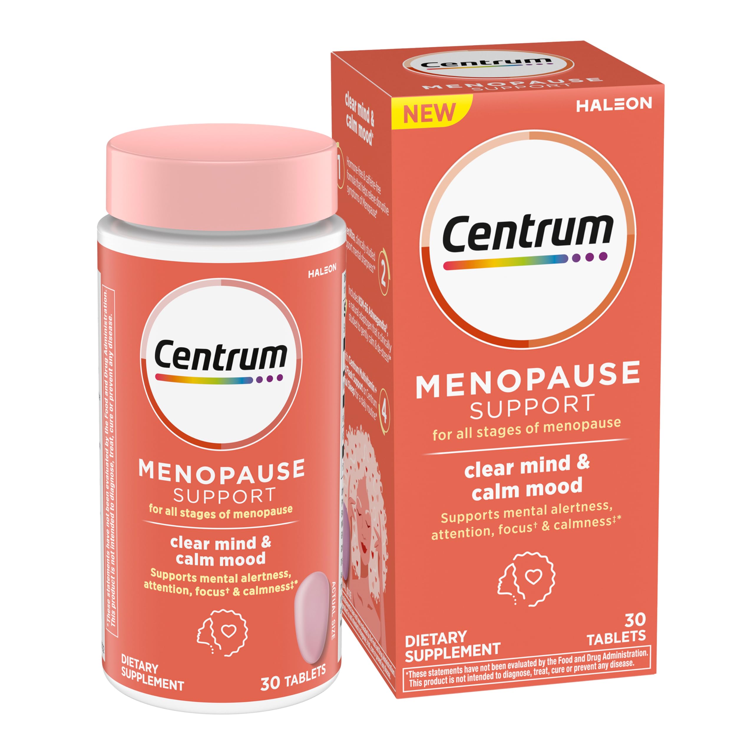 Centrum Clear Mind and Calm Mood Menopause Support Tablets, with Clinically Studied enXtra, 30 Count CentrumBuy Supplements Australia