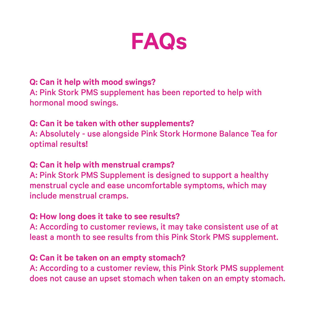 Pink Stork PMS Supplement for Women - Vitex, Ashwagandha, Maca Root & 10 Vitamins & Minerals to Support Hormone Balance, Mood, Bloating, Period Regularity - 60 Capsules Pink StorkBuy Supplements Australia