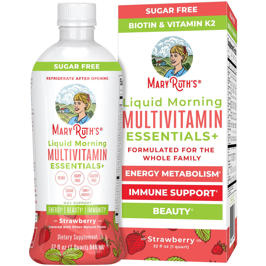 MaryRuth's Liquid Morning Multivitamin Essentials+ | Vitamin A C D E B6 B12 K2 Biotin Zinc | Mens Womens Multivitamin | Immune Support | Beauty | Sugar Free | Vitamins for Ages 1+ | Vegan | 32 Fl Oz MARYRUTH'SBuy Supplements Australia