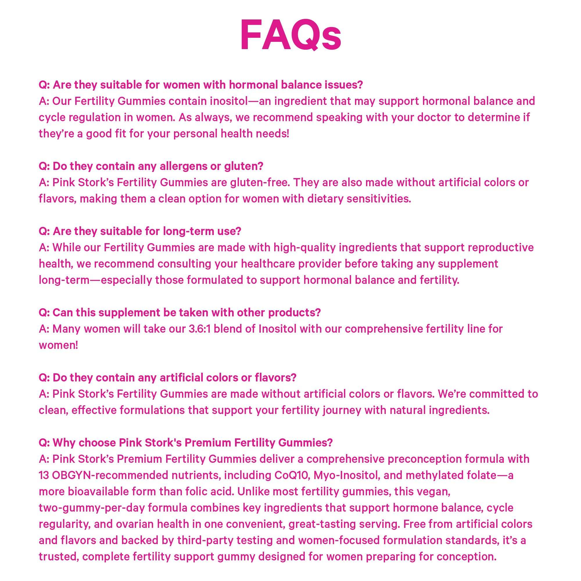 Pink Stork Premium Fertility Gummies | Fertility Supplements for Women with CoQ10, Myo-Inositol + Prenatal Vitamins | Conception Support | Hormone Balance for Women, Ovarian Care - 60 Gummies Pink StorkBuy Supplements Australia