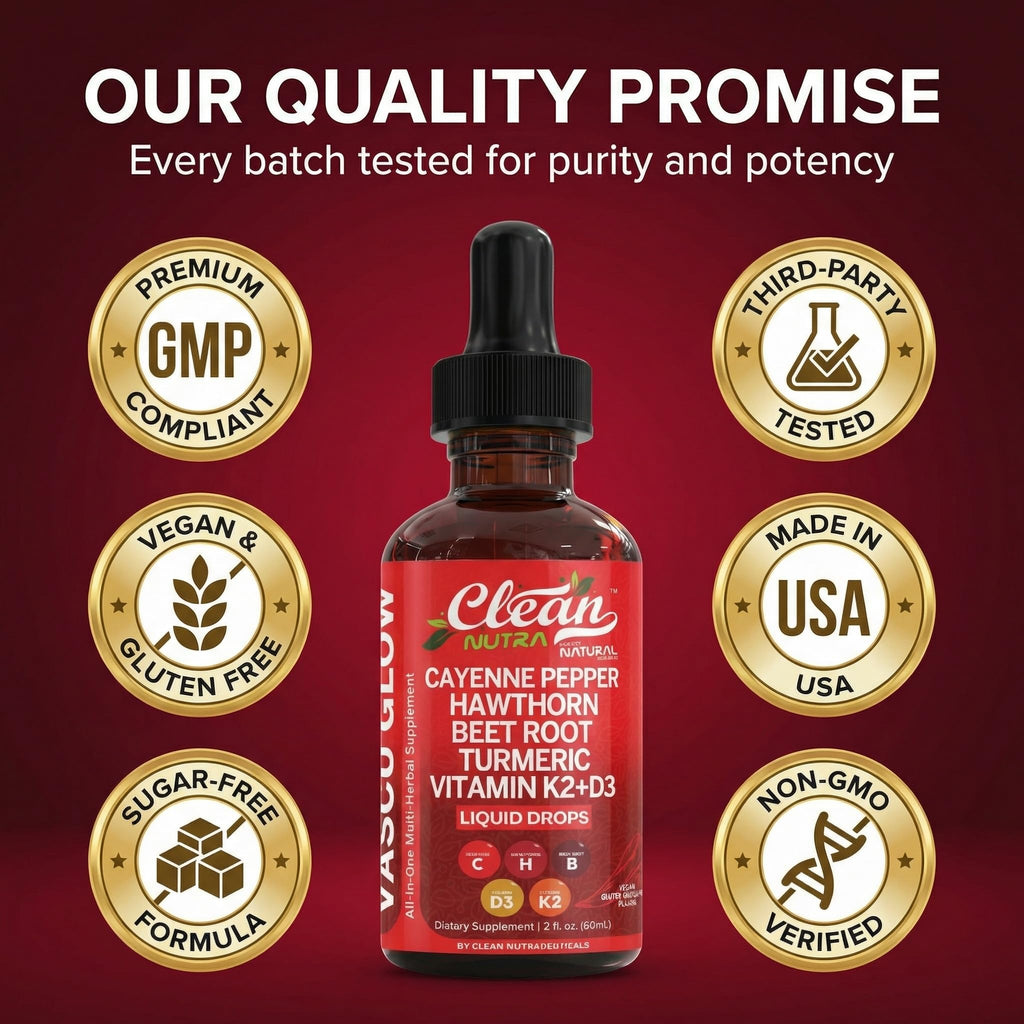 Clean Nutra Cayenne Pepper Drops Supplement Liquid + Hawthorn Berry, Vitamin D3 K2 Beet Root Powder, Ceylon Cinnamon, Turmeric Curcumin