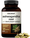 NatureBell Ashwagandha Root with Black Pepper Extract - 240 Capsules - High Strength Adaptogen for Calmness, Relaxation & Immune Support* NatureBellBuy Supplements Australia
