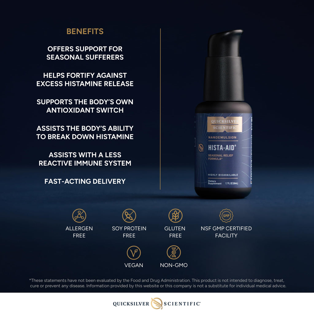 Quicksilver Scientific Nanoemulsified Hista-Aid - Flavonoids to Help Maintain Healthy Histamine Levels - Liposomal Vitamin C, DIM, Luteolin & Quercetin Liquid (50ml) Quicksilver ScientificBuy Supplements Australia