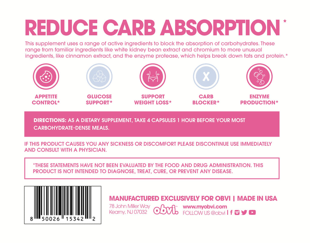 Obvi Guilt Free Carb Blocker, Block Carb Absorption, Support Weight Loss, Healthier Nails ObviBuy Supplements Australia