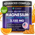 Magnesium Glycinate 2150MG Gummies for Women and Men, High Absorption Magnesium Glycinate, Citrate, Malate Gummies for Adults & Kids, Sleep Support, Sugar Free, Vegan, 60 Chews, Orange Secret ElementBuy Supplements Australia