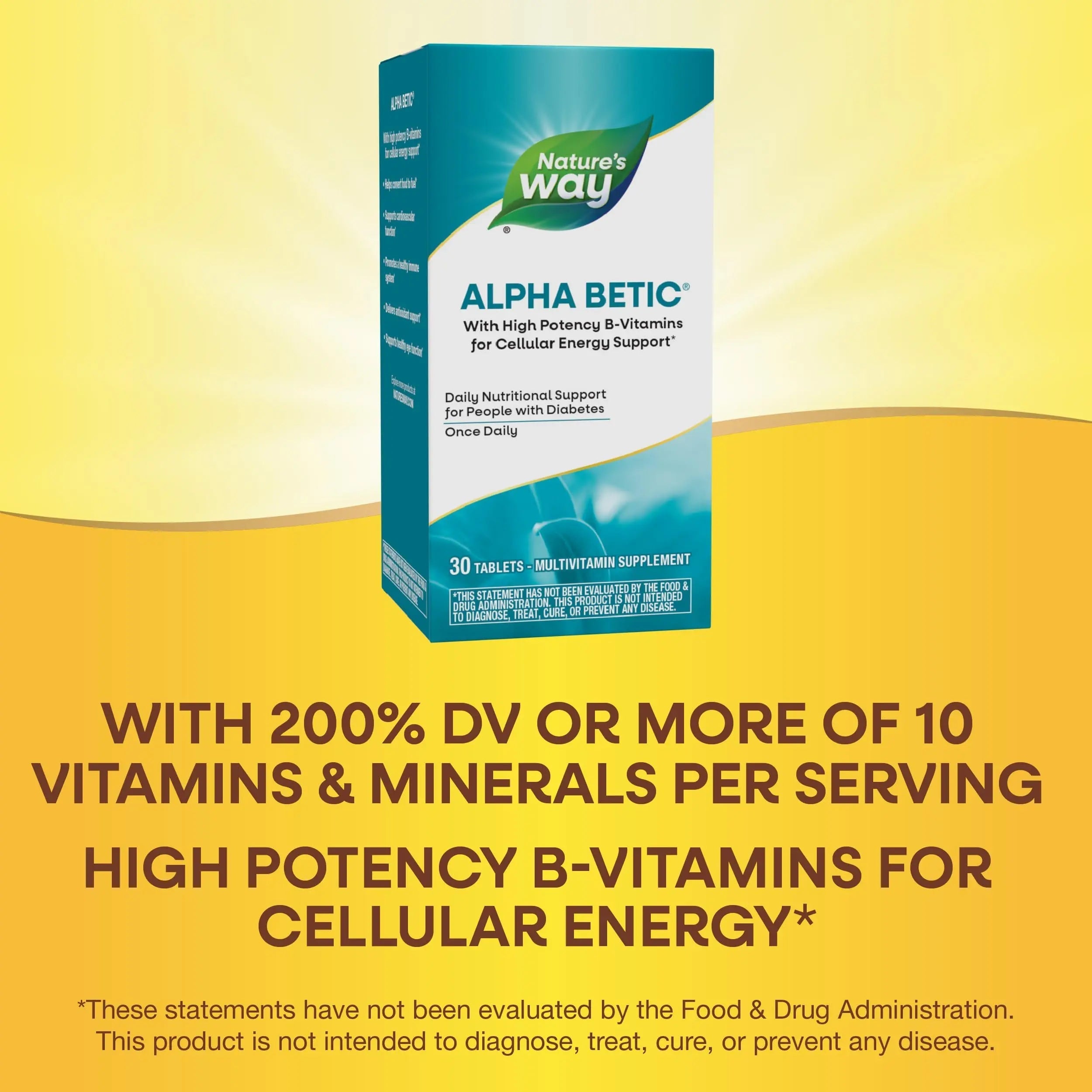 Nature's Way alpha betic, Diabetic Multivitamin for Daily Nutritional Support, with B-Vitamins for Energy Metabolism Support Nature's WayBuy Supplements Australia