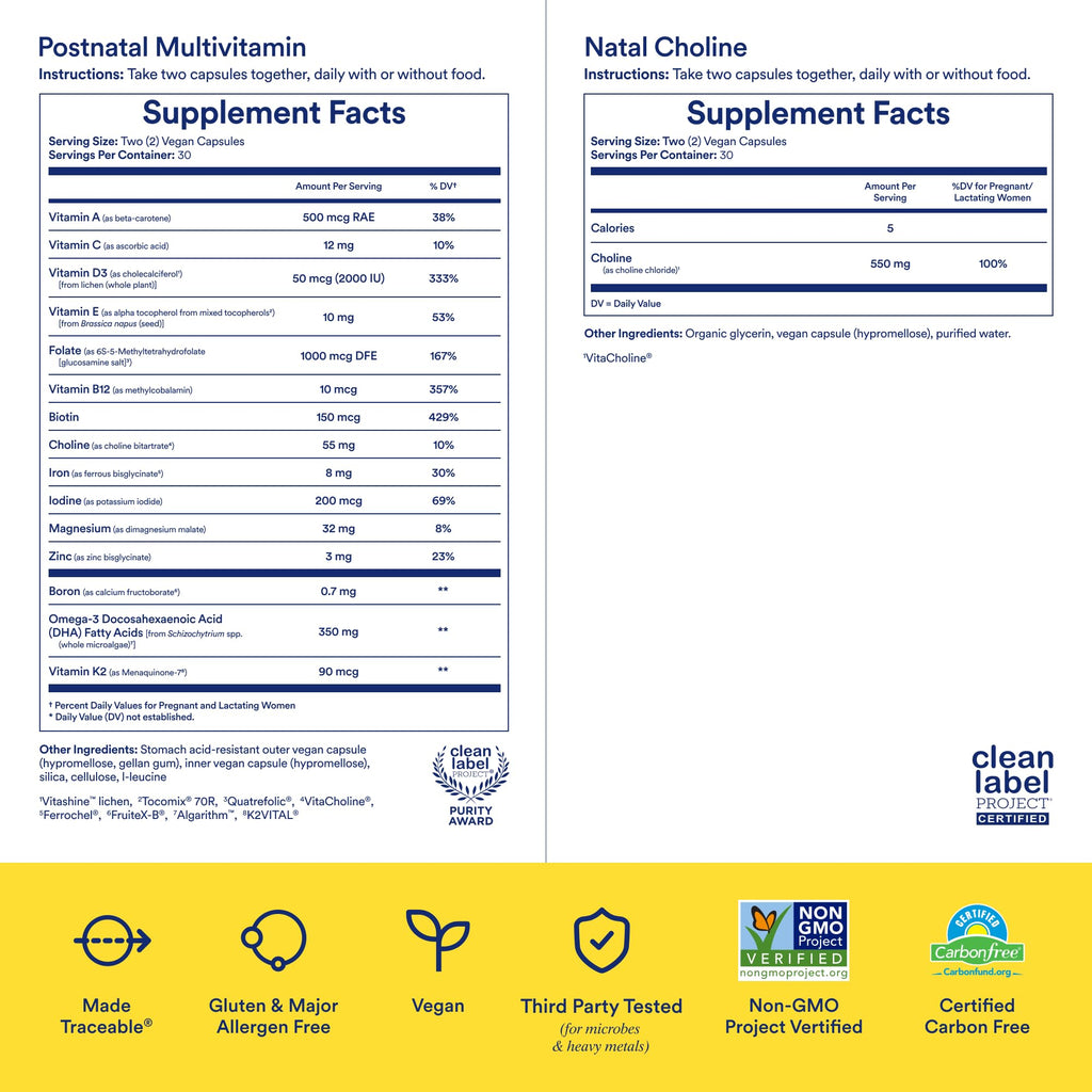 Ritual Postnatal Mom-to-Baby Set, Postpartum Multivitamin and Natal Choline Supplements, Supports Lactation, Immune Function, and Baby's Cognitive Function RitualBuy Supplements Australia