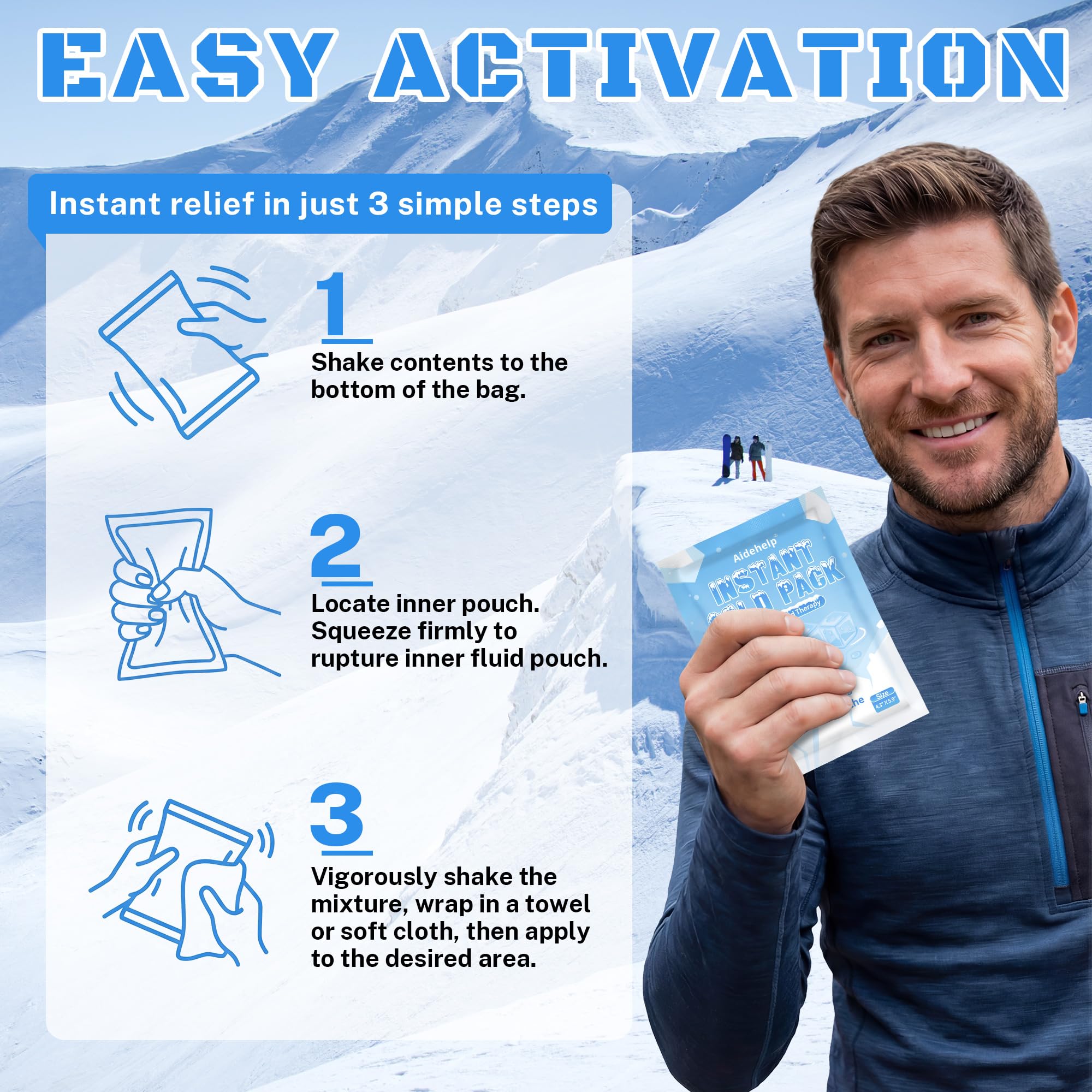 8 Pack Instant Cold Packs (4.3" x 5.9") - Disposable Ice Packs for Injuries | Cold Compress Ice Pack for Pain Relief, Swelling, Inflammation, Sprains, Toothache - Cold Pack for Athletes Aidehelp buy supplements Au