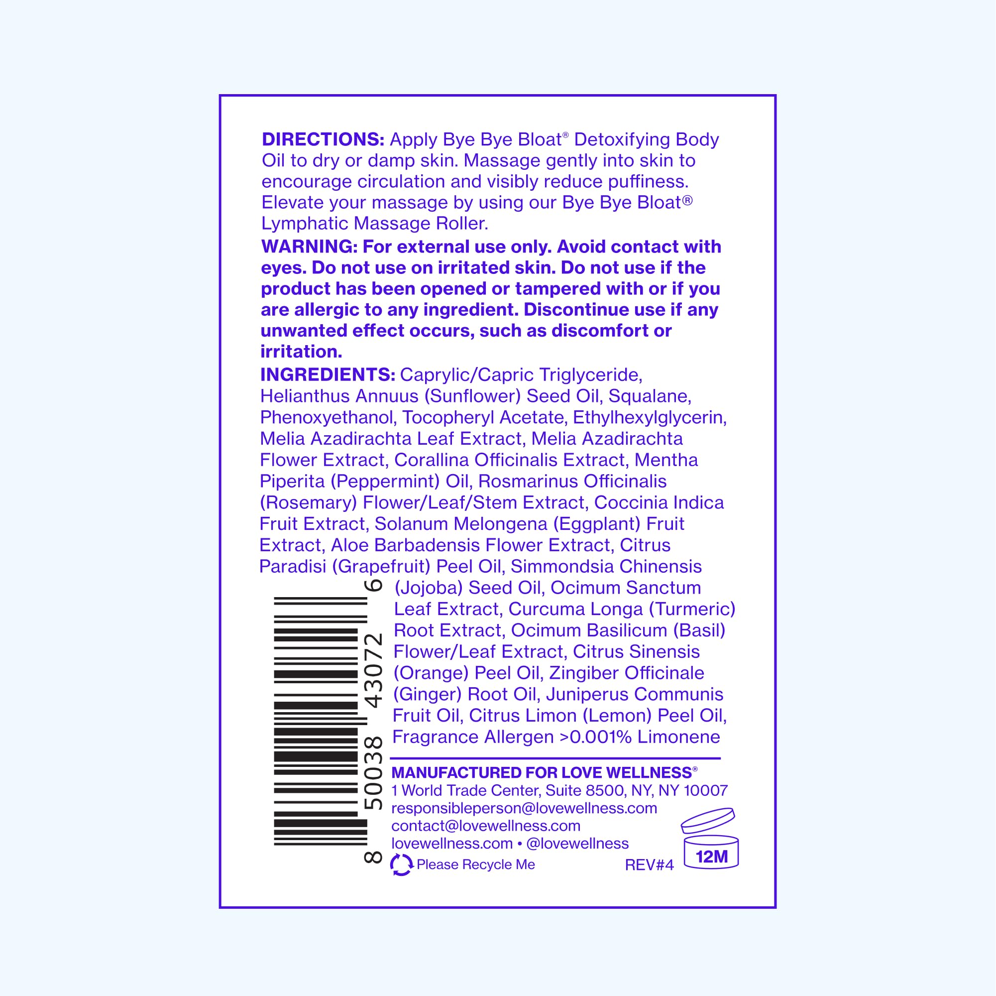 Love Wellness Bye Bye Bloat Detoxifying Body Oil | Lymphatic Drainage Oil to Hydrate, Depuff & Awaken Skin | Reduce Swelling Massage Oil for Women with Peppermint, Grapefruit & Rosemary Oil |100 mL Love WellnessBuy Supplements Australia