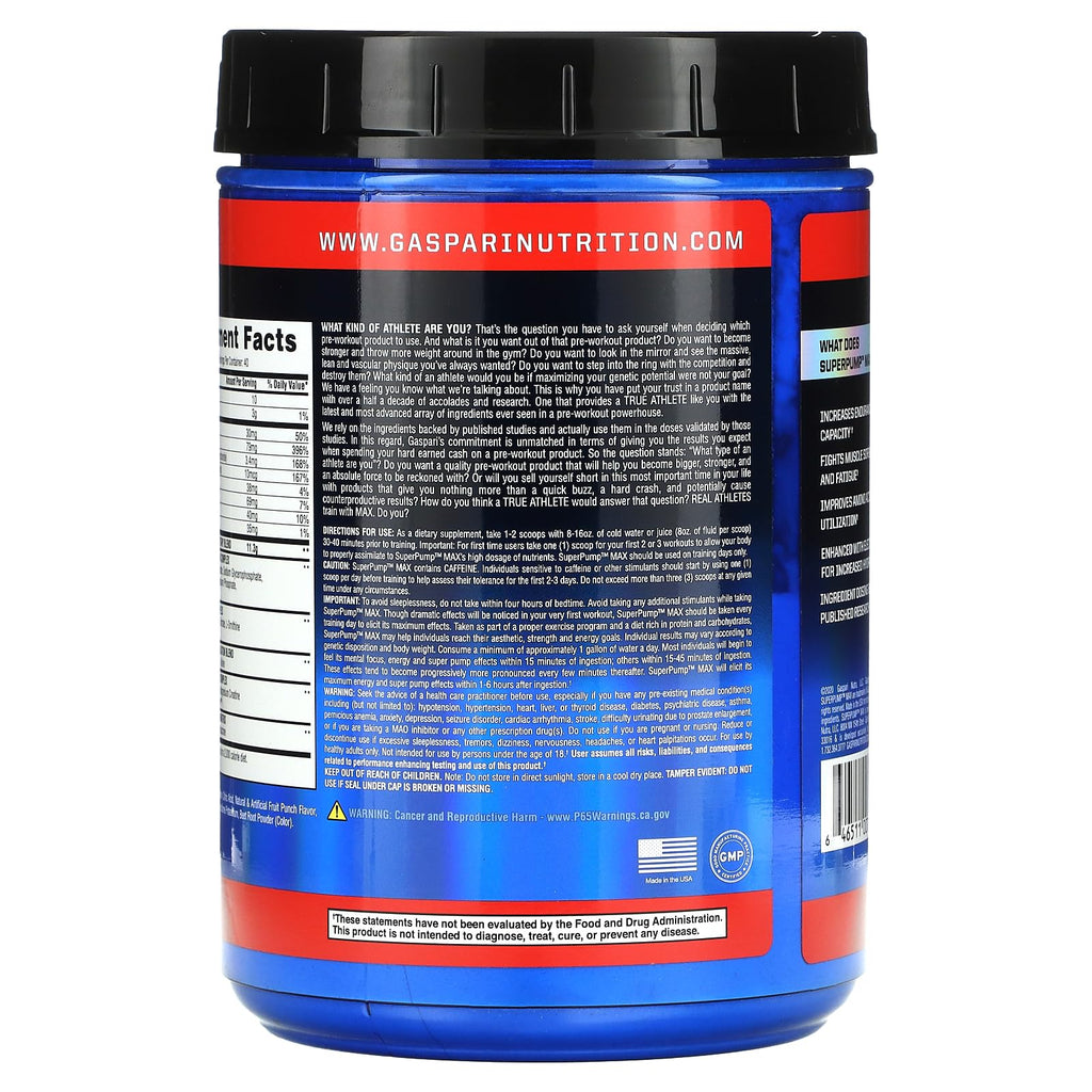 Gaspari Nutrition - SuperPump MAX - The Ultimate Pre Workout Powder, Sustained Energy Gaspari NutritionBuy Supplements Australia