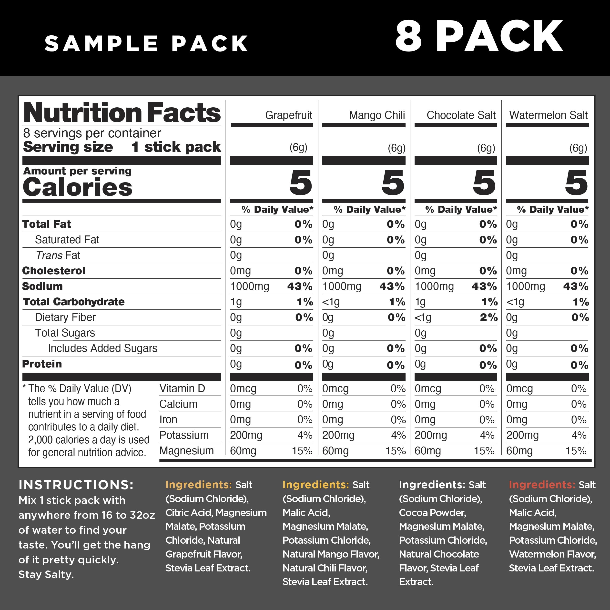 LMNT Zero Sugar Electrolytes - Sample Pack | Drink Mix | 8-Count Drink LMNTBuy Supplements Australia
