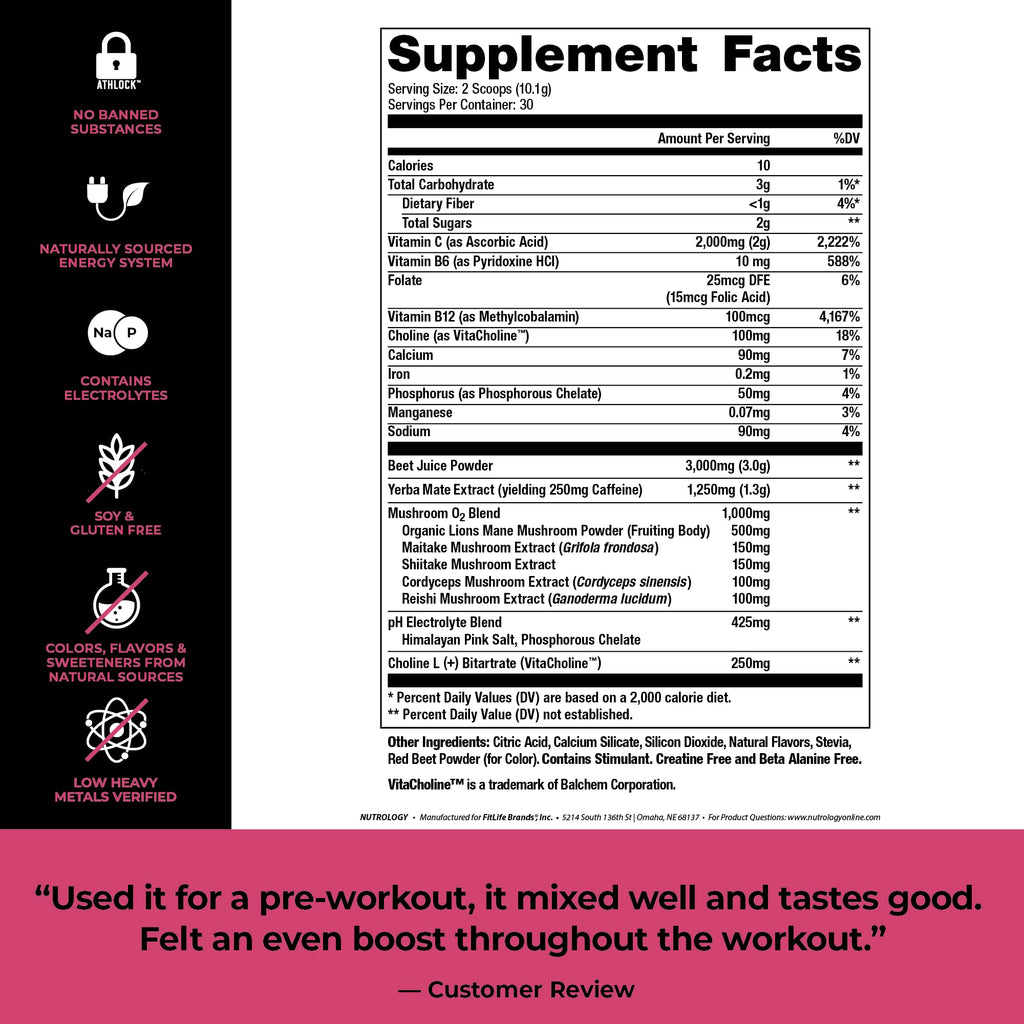 Nutrology Beet Natural O2, Pre Workout Powder, Energy, Endurance; Nitric Oxide Booster NutrologyBuy Supplements Australia