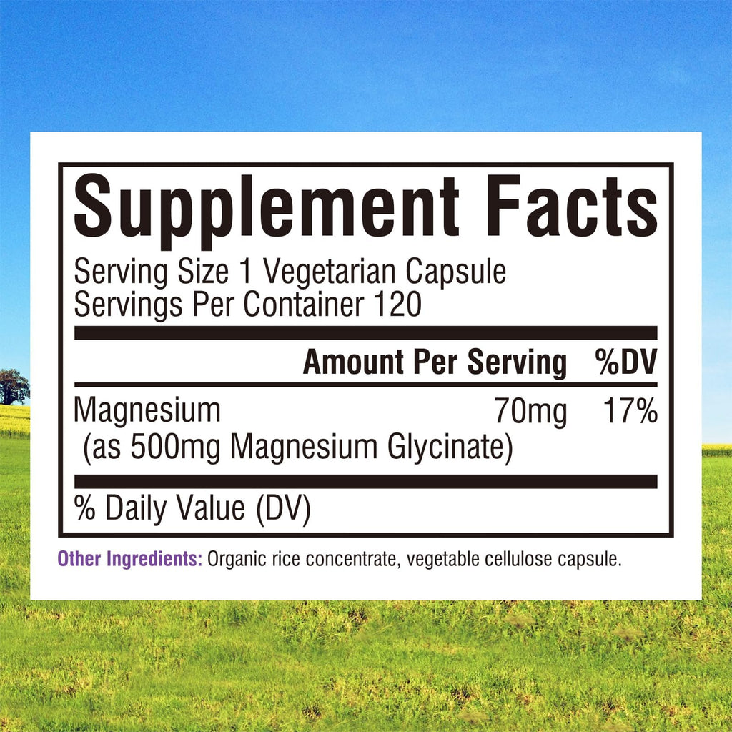 Innate Vitality Magnesium Glycinate 500mg | 70mg Elemental Magnesium Supplement - High Absorption, Non Buffered, Non-GMO & No Gluten - Vegan - Nerve Health - 120 Capsules (Pack of 1) Innate VitalityBuy Supplements Australia