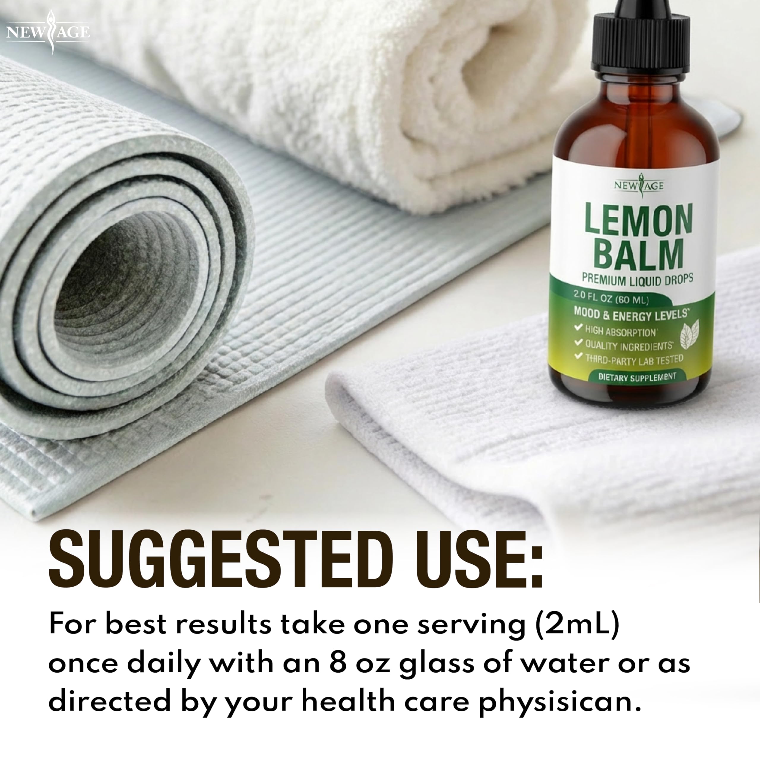 NEW AGE Lemon Balm Tincture - Mood Support Supplement - Lemon Balm Leaf Extract Drops - Vegan, Sugar & Alcohol-Free Calming Supplement - 4 fl oz NEW AGE buy supplements Au