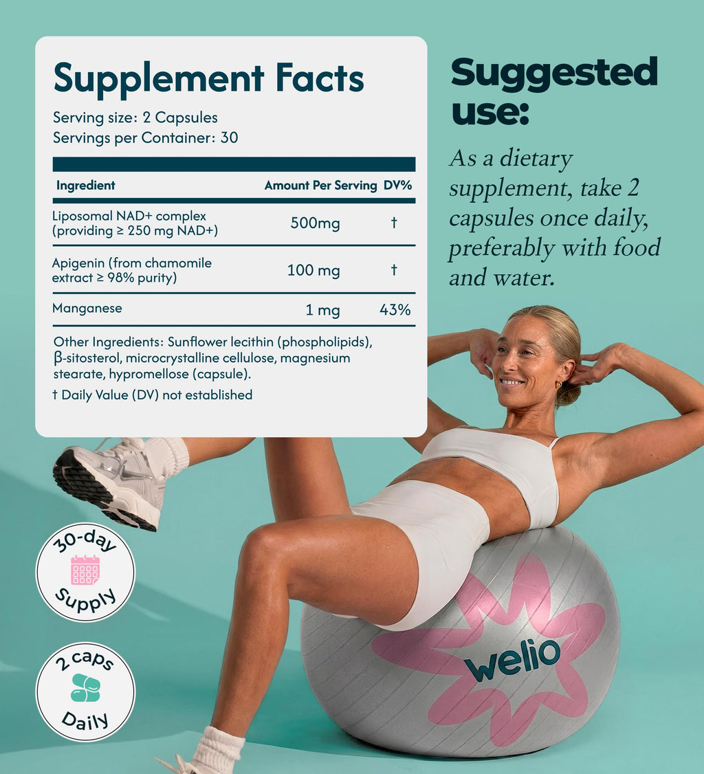 Liposomal NAD Supplement 601mg | Third-Party Tested, High Purity NAD+ | Anti-Aging & Cellular Health | NMN Supplement Alternative | Advanced NAD+ Supplement for Women & Men – 60 Capsules WelioBuy Supplements Australia