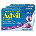 Advil Junior Strength Chewable Ibuprofen Pain Reliever and Fever Reducer, Children's Ibuprofen for Pain Relief, Grape - 24 Tablets (Pack of 3) AdvilBuy Supplements Australia