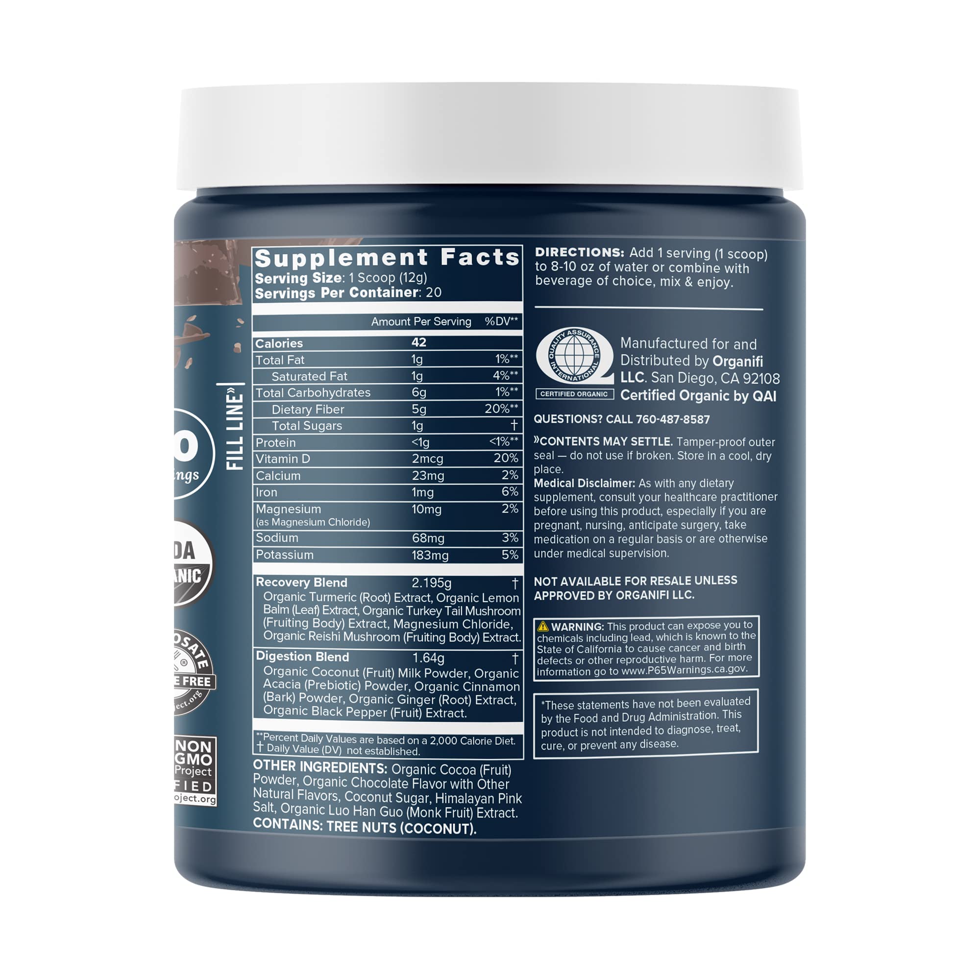 Organifi - Gold Chocolate - Superfood Supplement Powder - 20 Day Supply - Supports Rest OrganifiBuy Supplements Australia