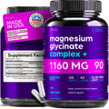 Magnesium Glycinate 1160mg + Aloe Vera, D3 & K2 Complex 90 Capsules - High Absorption, Non-Laxative - Supports