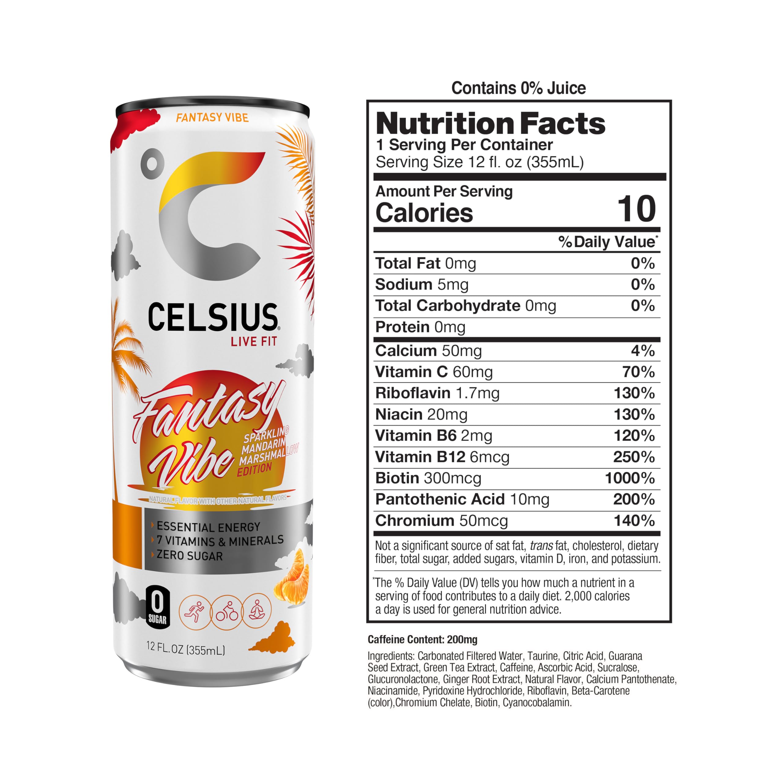 CELSIUS Sparkling Fantasy Vibe, Functional Essential Energy Drink, 12 Fl Oz (Pack of 12) CELSIUSBuy Supplements Australia