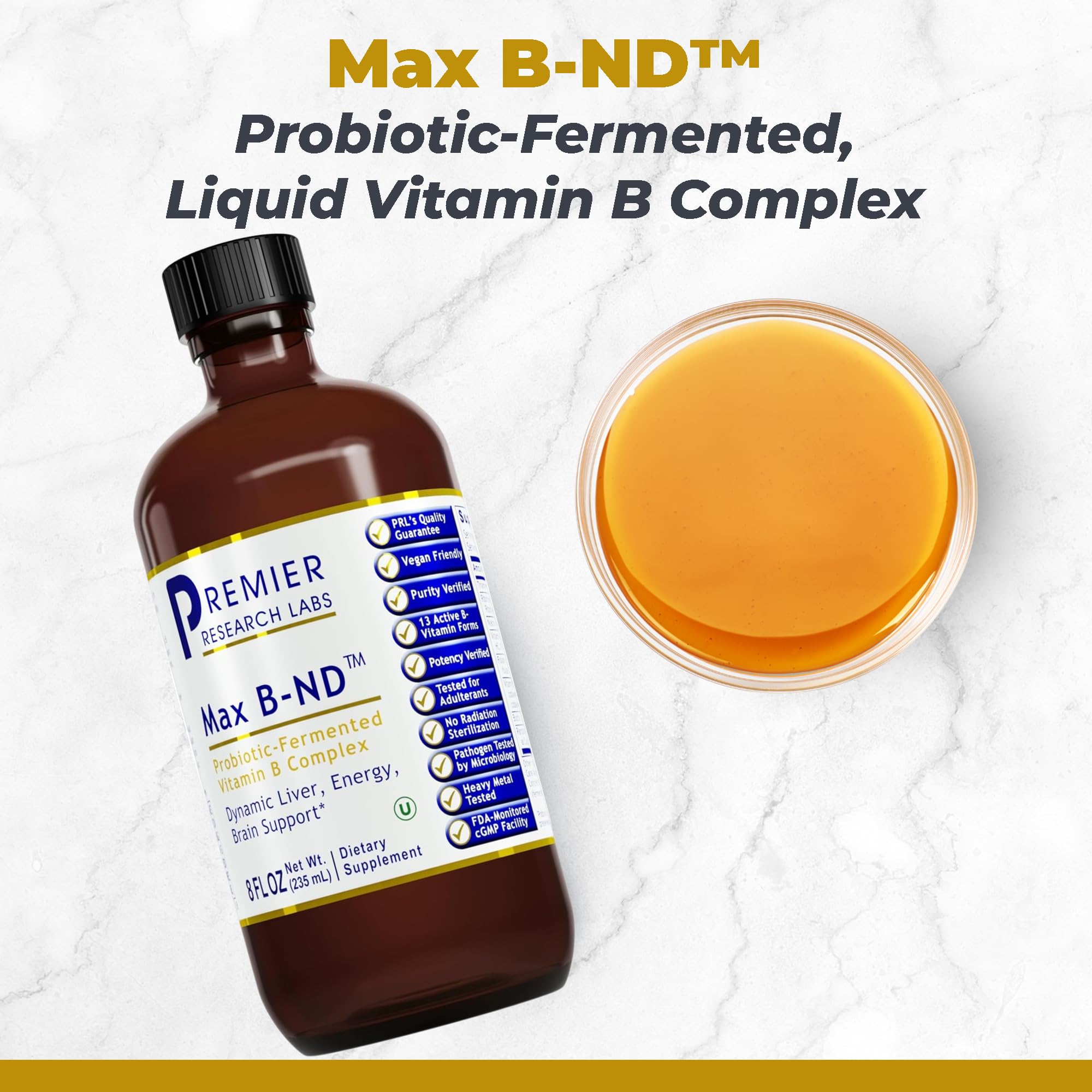 Premier Research Labs Max B-ND - Liquid Vitamin B Complex for Liver & Brain Health, Sublingual Drops for Men & Women with Thiamin, B12 & B6-8 Fl Oz Bottle Premier Research LabsBuy Supplements Australia