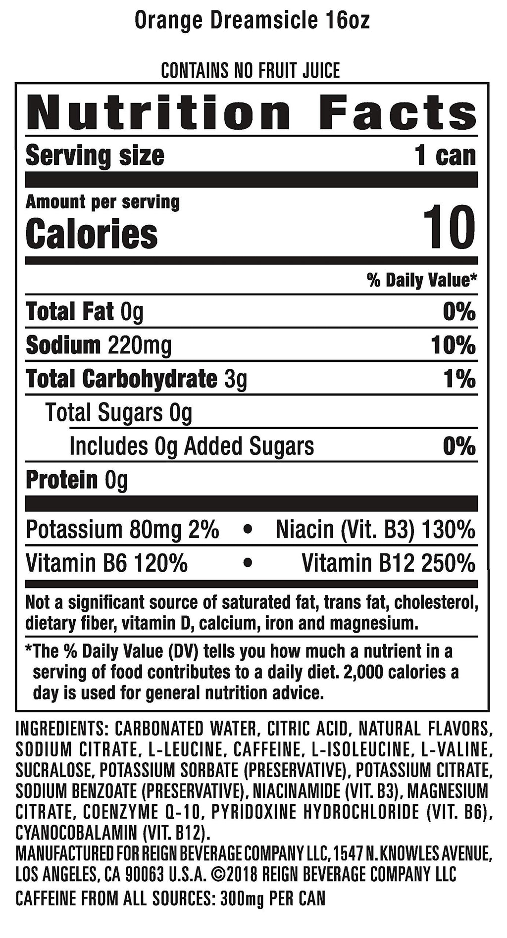 Reign Total Body Fuel, Orange Dreamsicle, Fitness & Performance Drink, 16 Fl Oz (Pack of 12) ReignBuy Supplements Australia