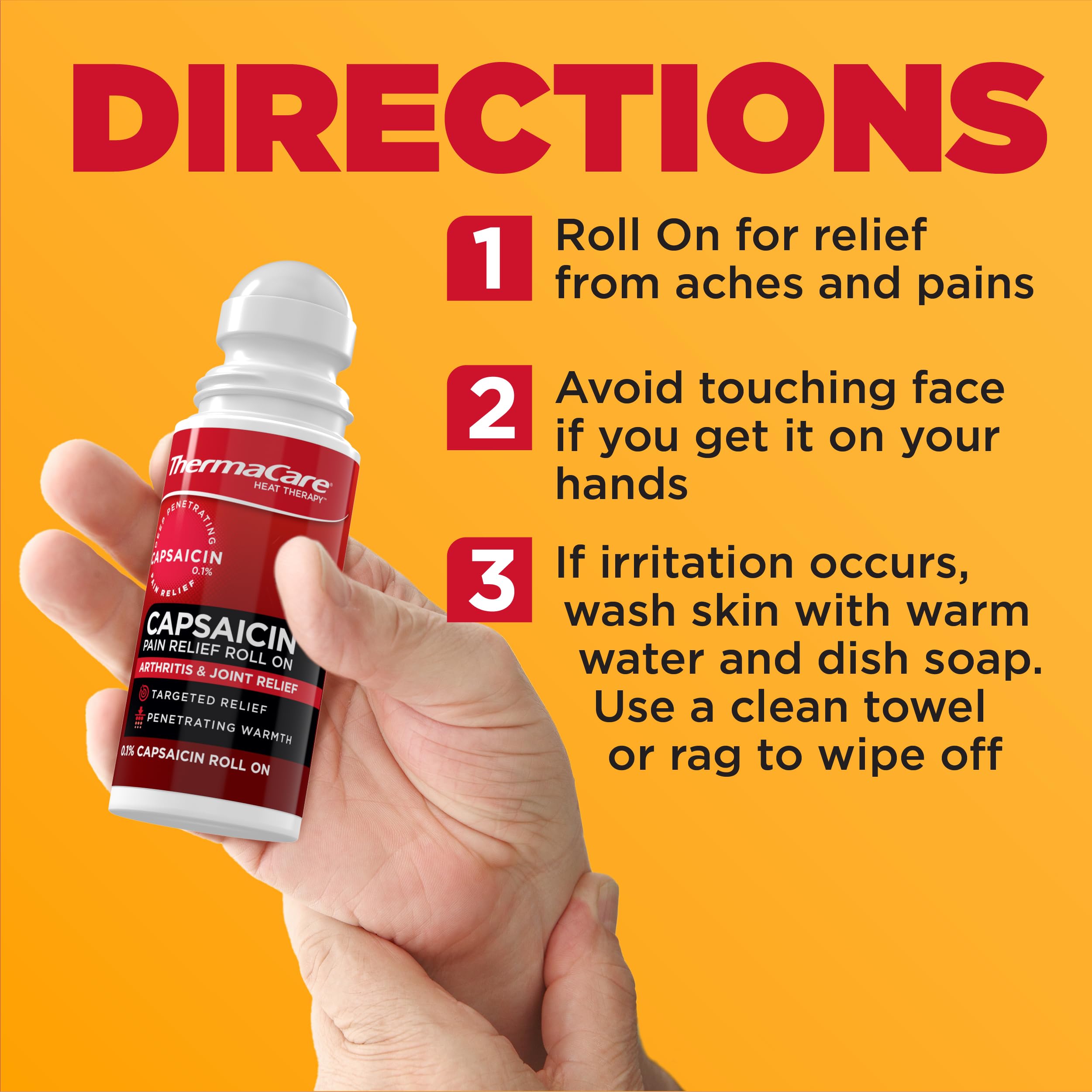 ThermaCare Arthritis Pain Relief Roll-On - Fast-Acting Capsaicin Formula for Joint & Muscle Pain - Soothing Warmth - Mess-Free Application - Targets Stiffness & Discomfort - 2.5 oz ThermaCareBuy Supplements Australia
