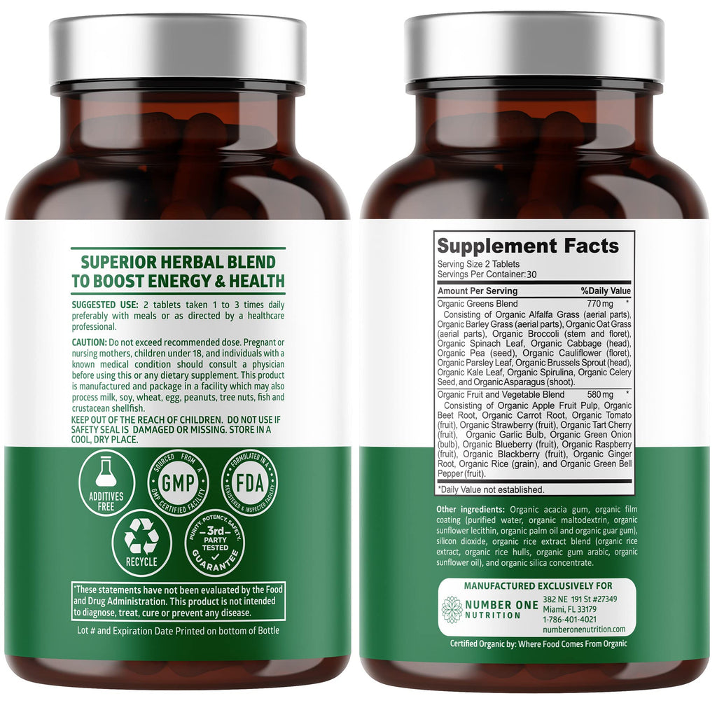 N1N Premium Organic Superfood Greens [28 Powerful Ingredients] Natural Fruit and Veggie Number One NutritionBuy Supplements Australia