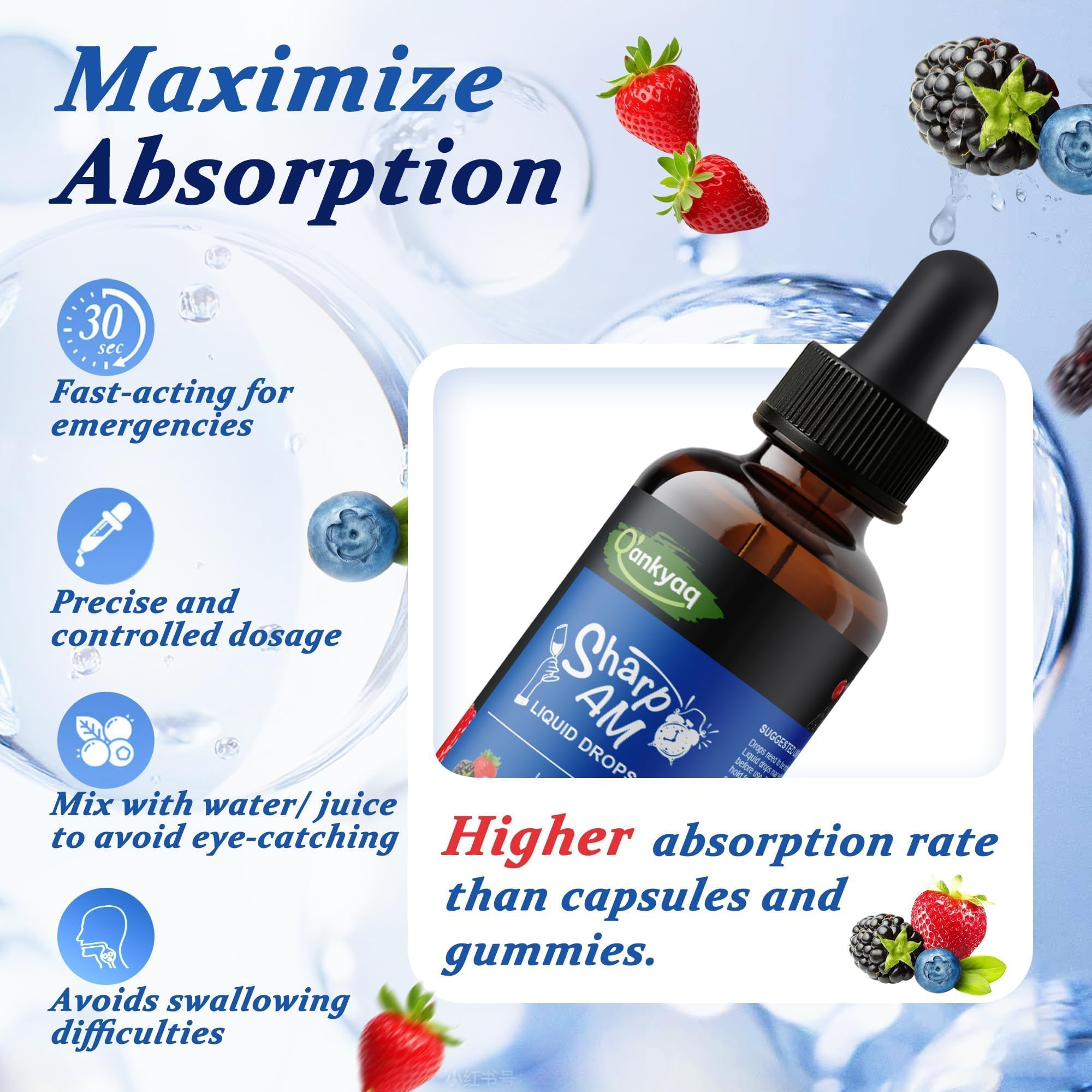 Q'ankyaq DHM Hangover Recovery Liquid Drops with Kudzu Root, NAC, 5-HTP, B Vitamins, and Zinc - Sugar Free and Vegan - 2 fl oz Q'ankyaq buy supplements Au