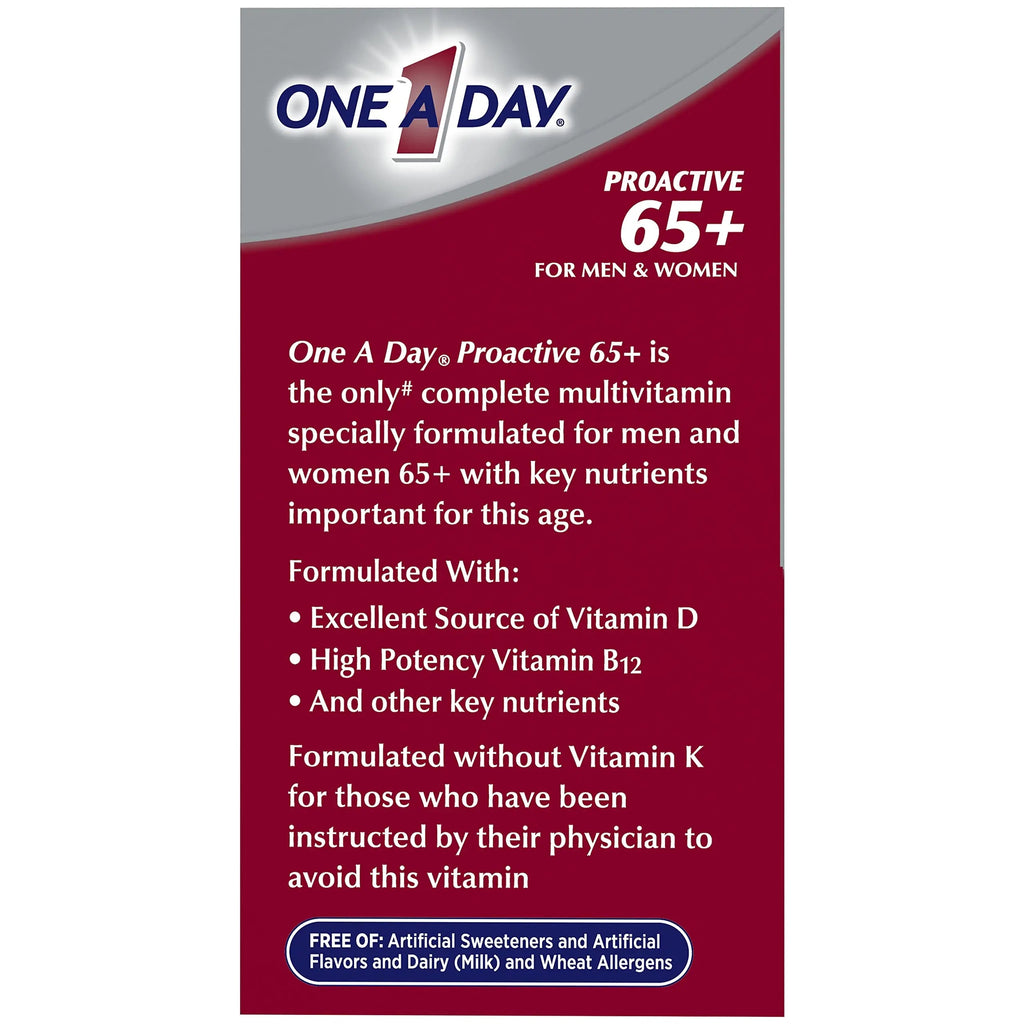 ONE A DAY Proactive 65+, Mens & Womens Multivitamin, Supplement with Vitamin A, Vitamin C, Vitamin D, and Zinc for Immune Health Support ONE A DAY